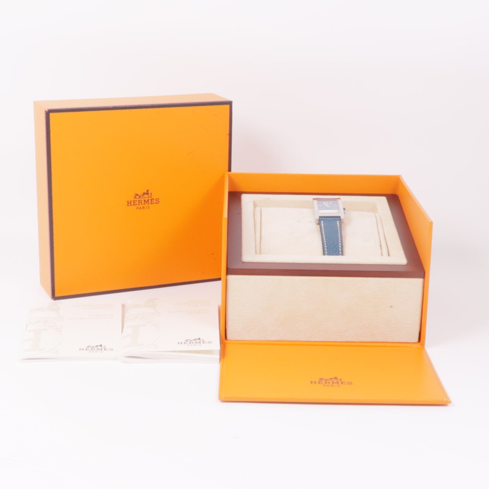 HERMES H Watch TA1.210 Quartz Watch Stainless Steel/Leather Blue