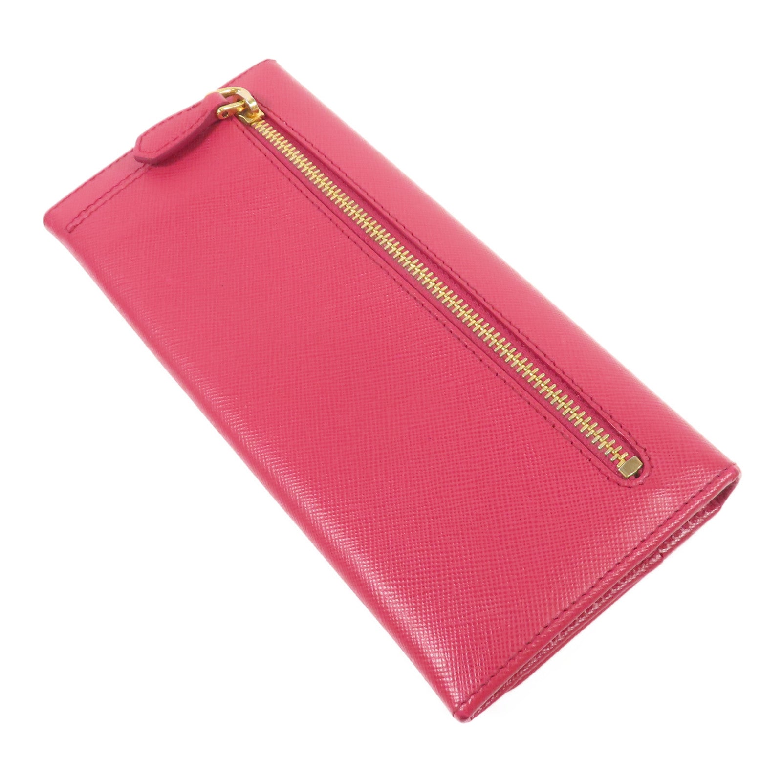 PRADA GHW Long Wallet Bi-fold Wallet Calfskin Leather Pink