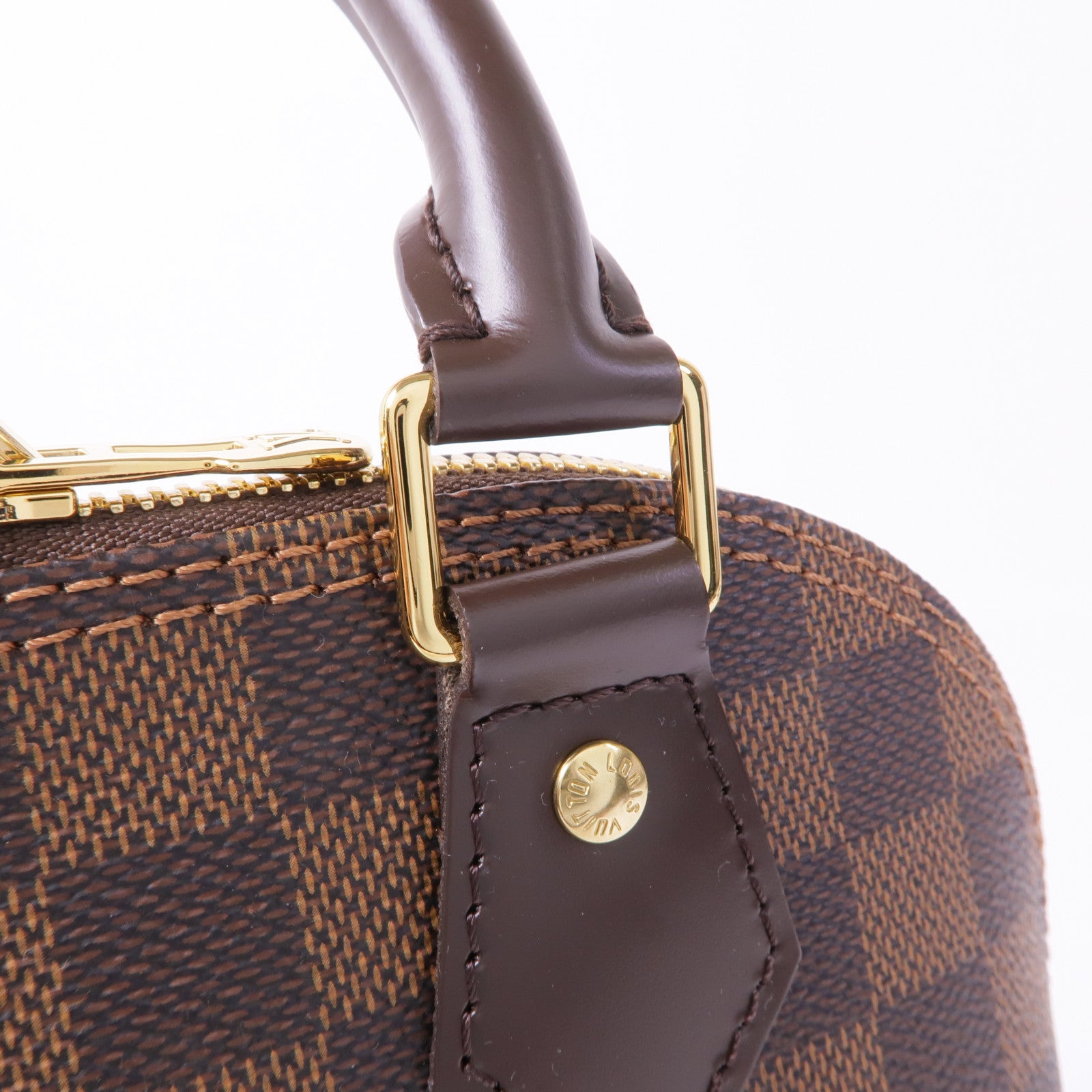 LOUIS VUITTON Damier Alma BB金扣手挽肩背兩用袋棕色