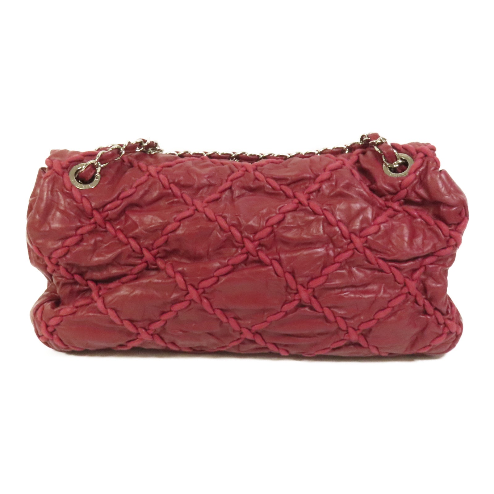 CHANEL 牛皮皮革Chain Shoulder銀扣鏈帶肩背袋