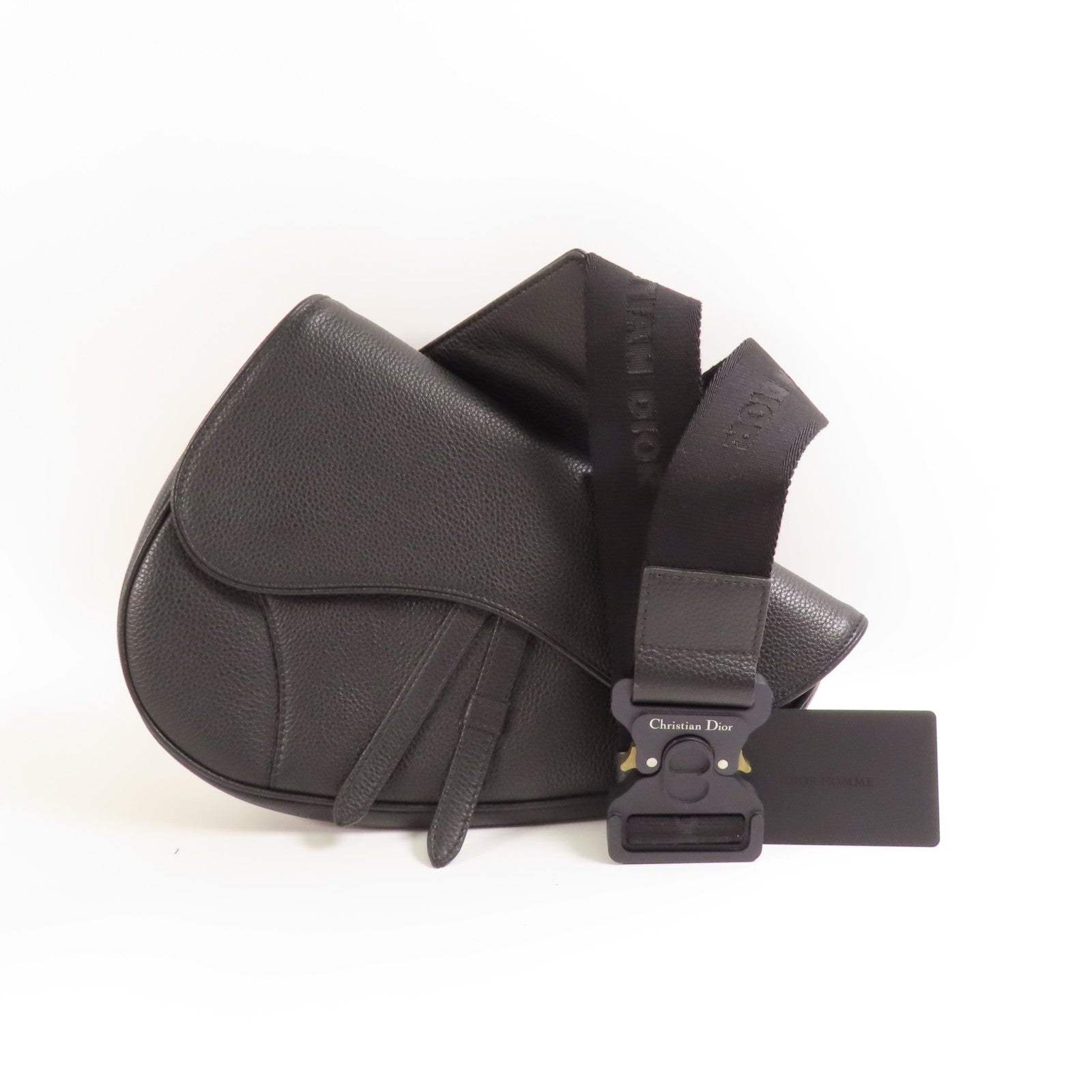 Dior 牛皮皮革Saddle Bag銀扣肩背袋