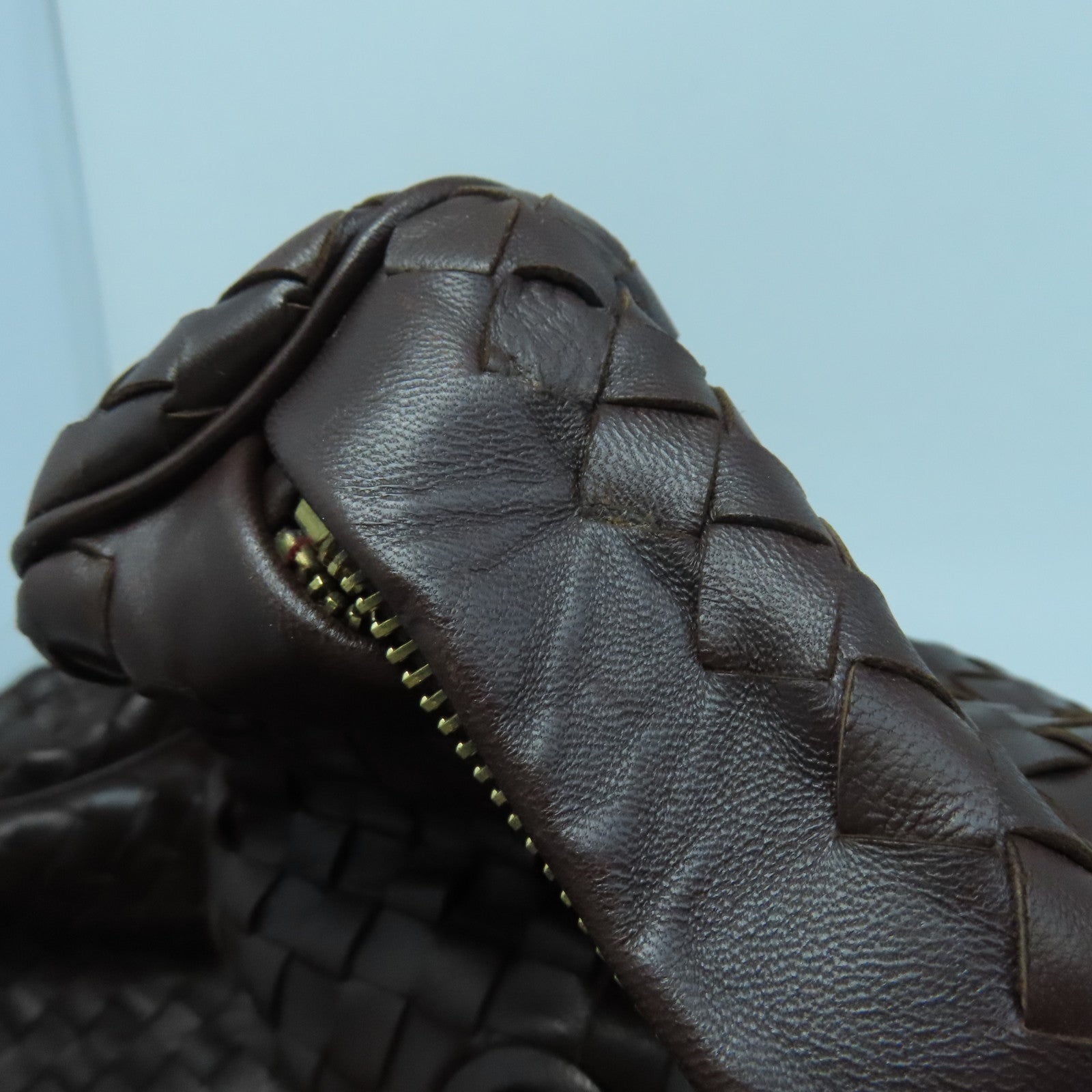 BOTTEGA VENETA 【激減優惠】織紋皮革Shoulder Bag金扣肩背袋啡色