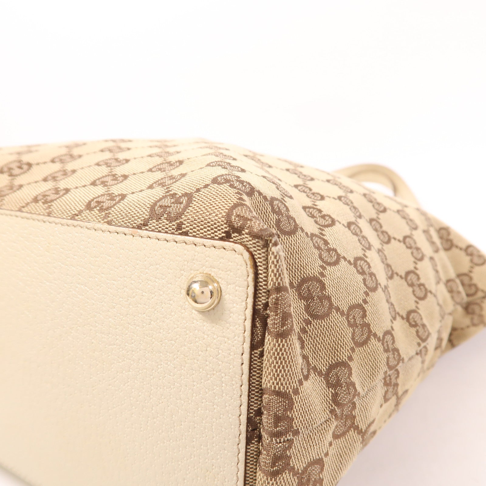 GUCCI GG GHW Shoulder Tote Bag 120836 GG Canvas Brown