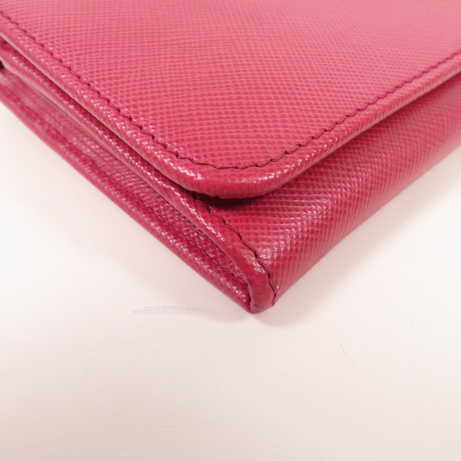 PRADA GHW Long Wallet Bi-fold Wallet Calfskin Leather Pink