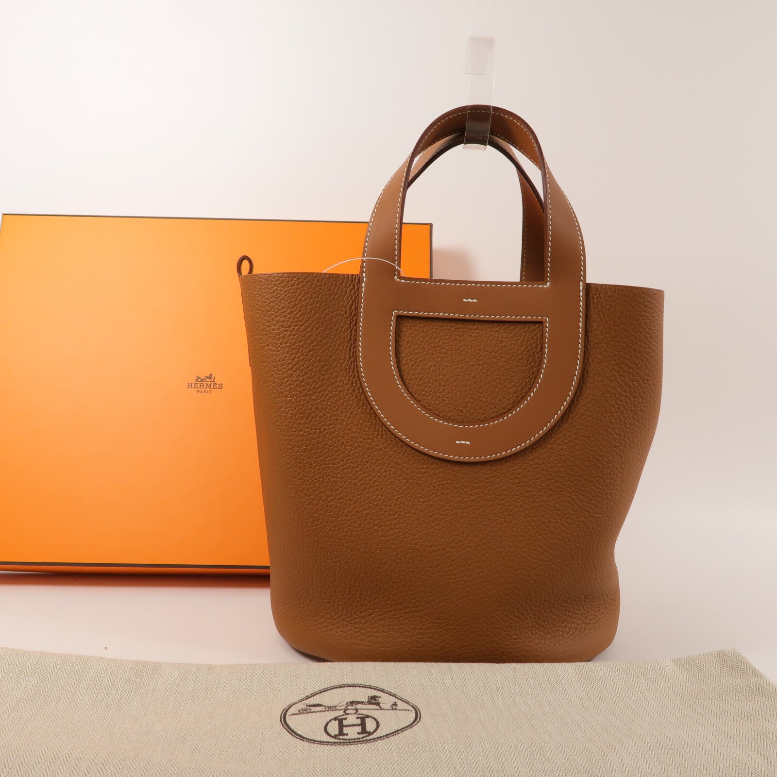 HERMES Clemence皮革In The Loop 23手挽袋Gold
