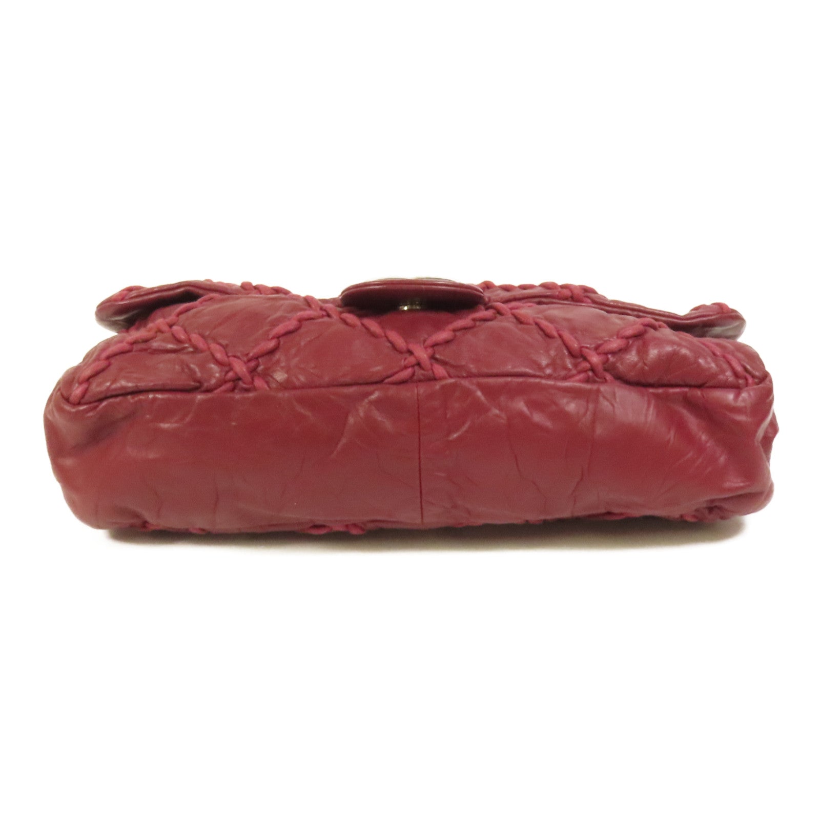 CHANEL 牛皮皮革Chain Shoulder銀扣鏈帶肩背袋