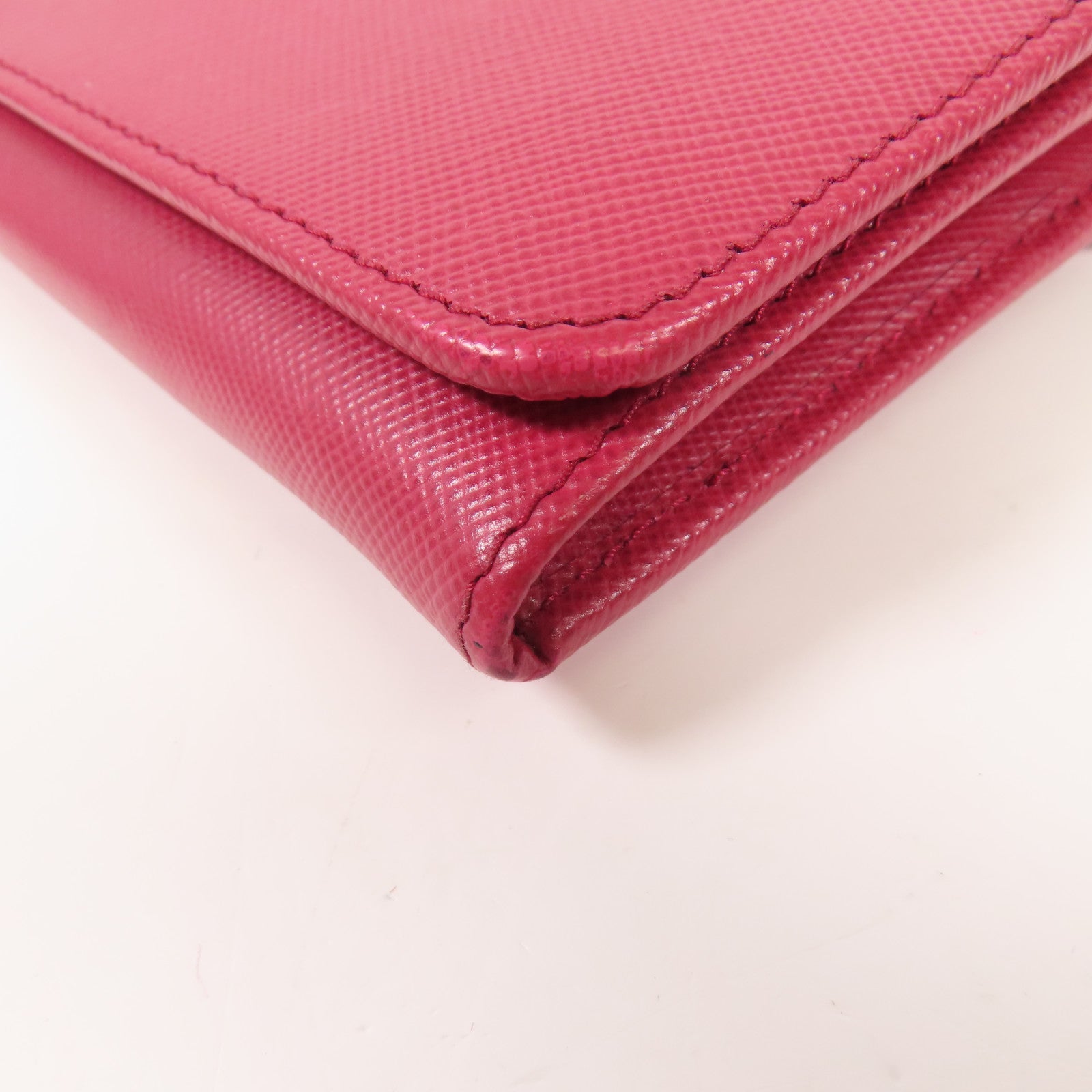 PRADA GHW Long Wallet Bi-fold Wallet Calfskin Leather Pink