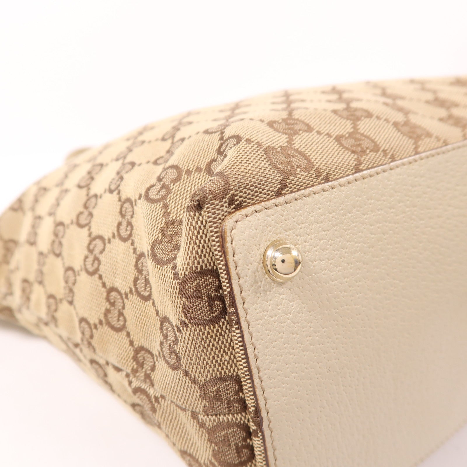 GUCCI GG GHW Shoulder Tote Bag 120836 GG Canvas Brown