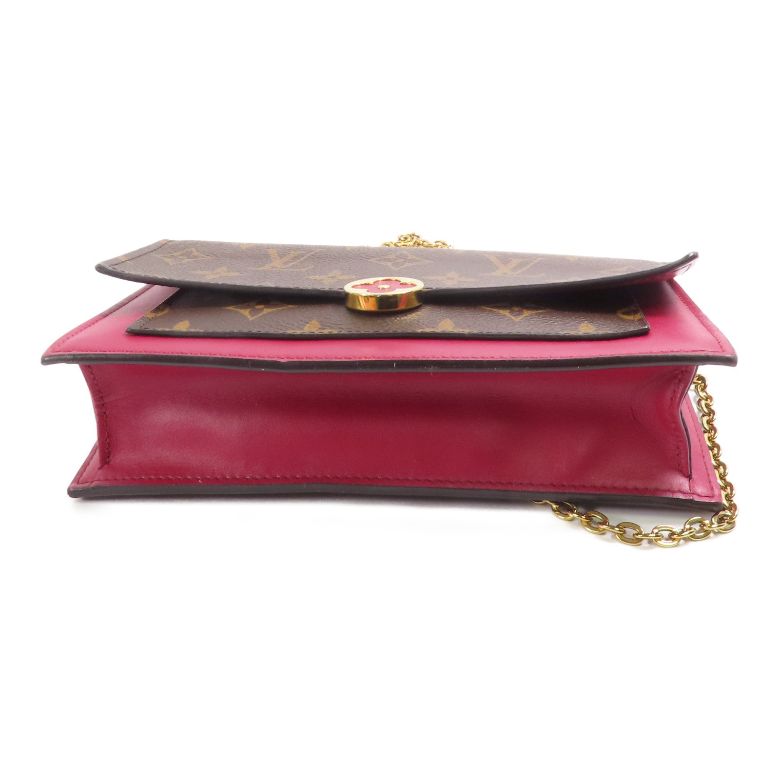 LOUIS VUITTON Monogram Flore Chain Wallet金扣鏈帶肩背袋