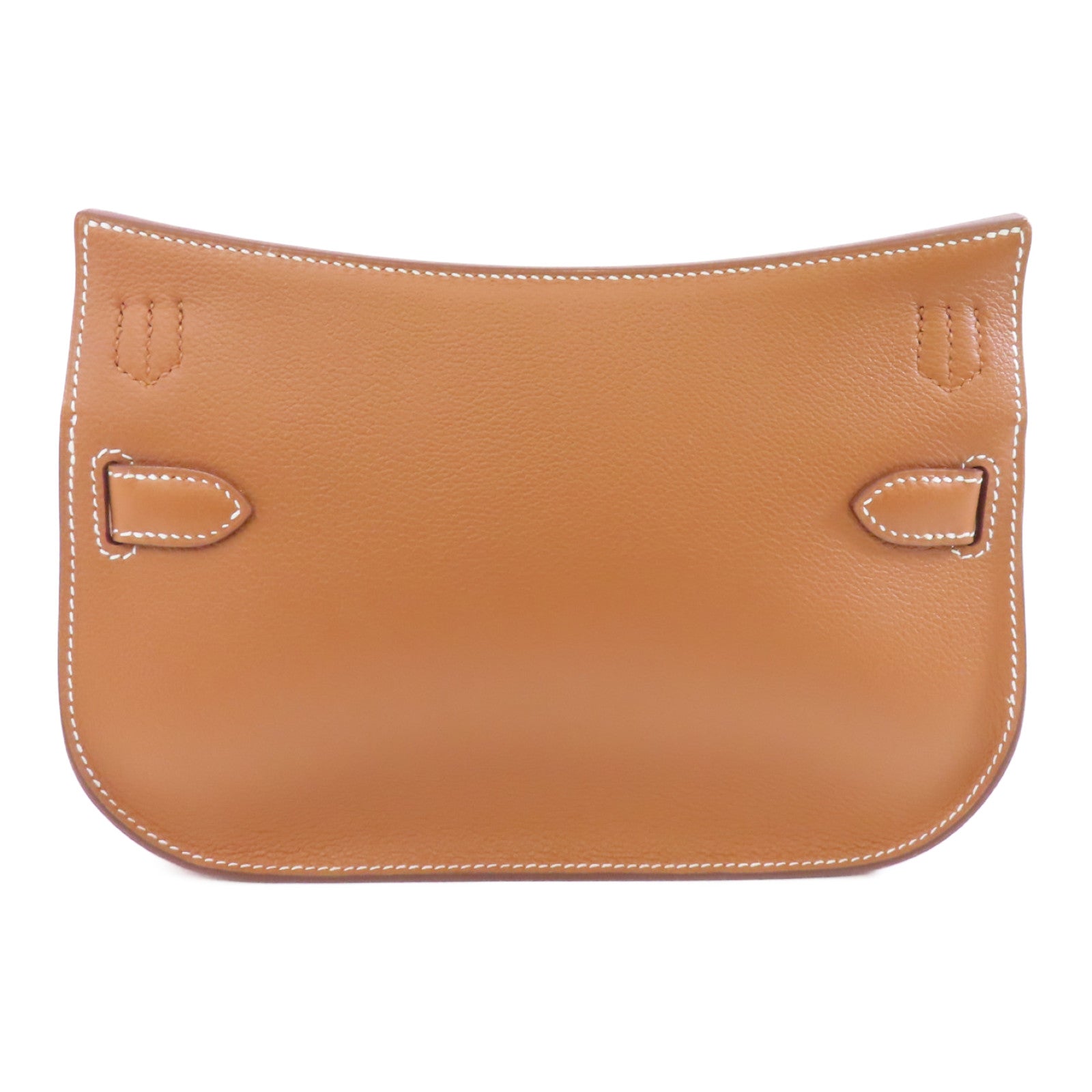 HERMES Evercolor皮革Mini Jypsiere銀扣肩背袋Gold/棕色