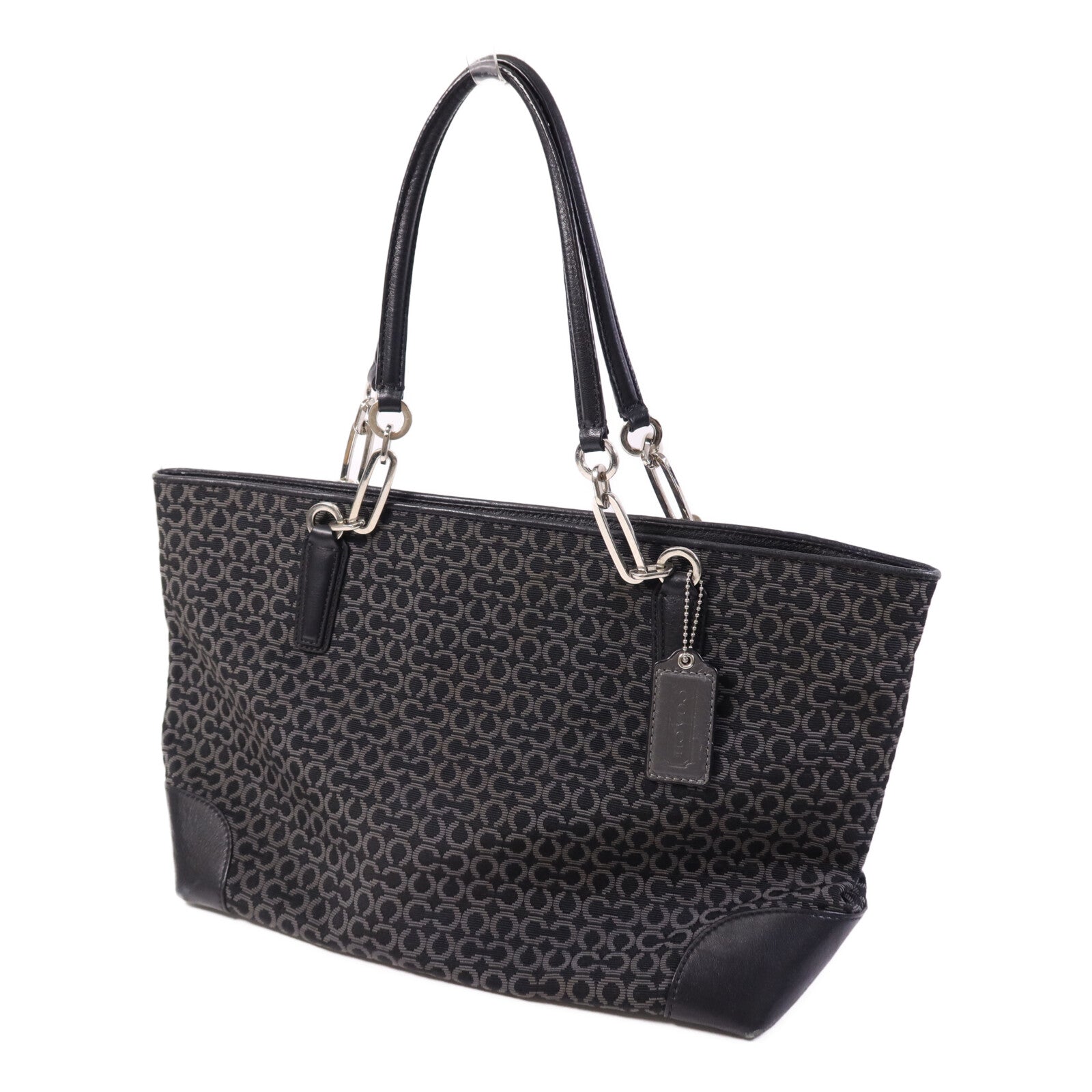 COACH 帆布Tote Bag銀扣肩背袋