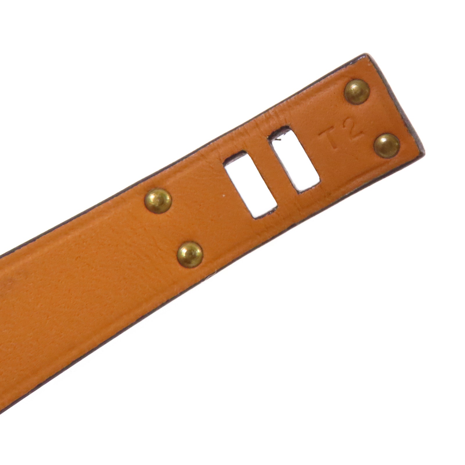 HERMES 【激減優惠】牛皮皮革/金屬Mini Dog Double Tour Bracelet金扣手鐲黑色/金色#T2