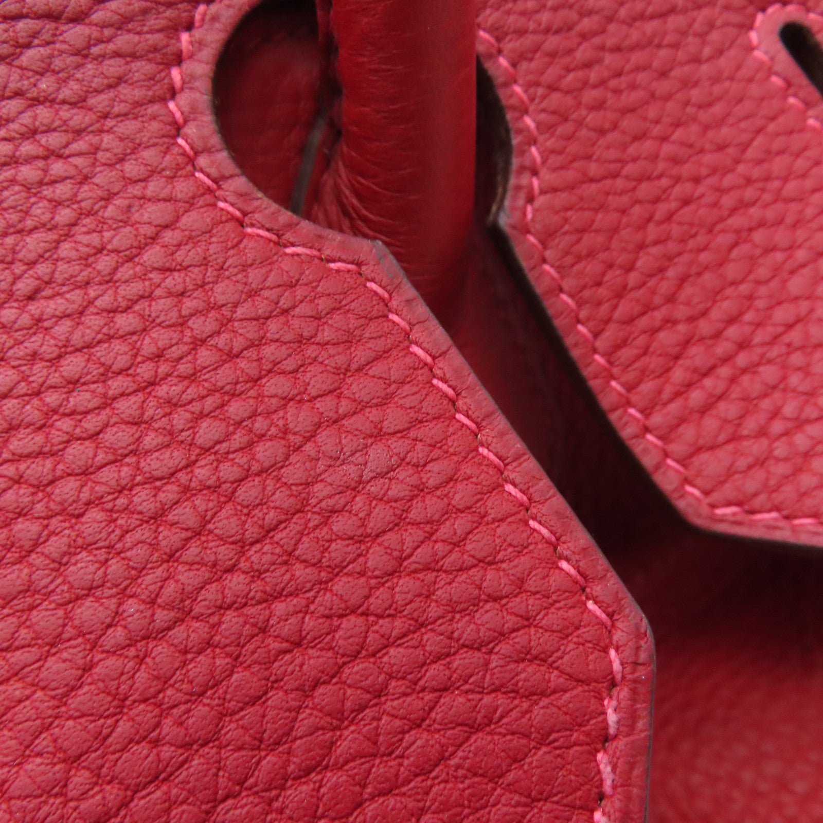HERMES Clemence皮革Shoulder Birkin銀扣肩背袋紅色
