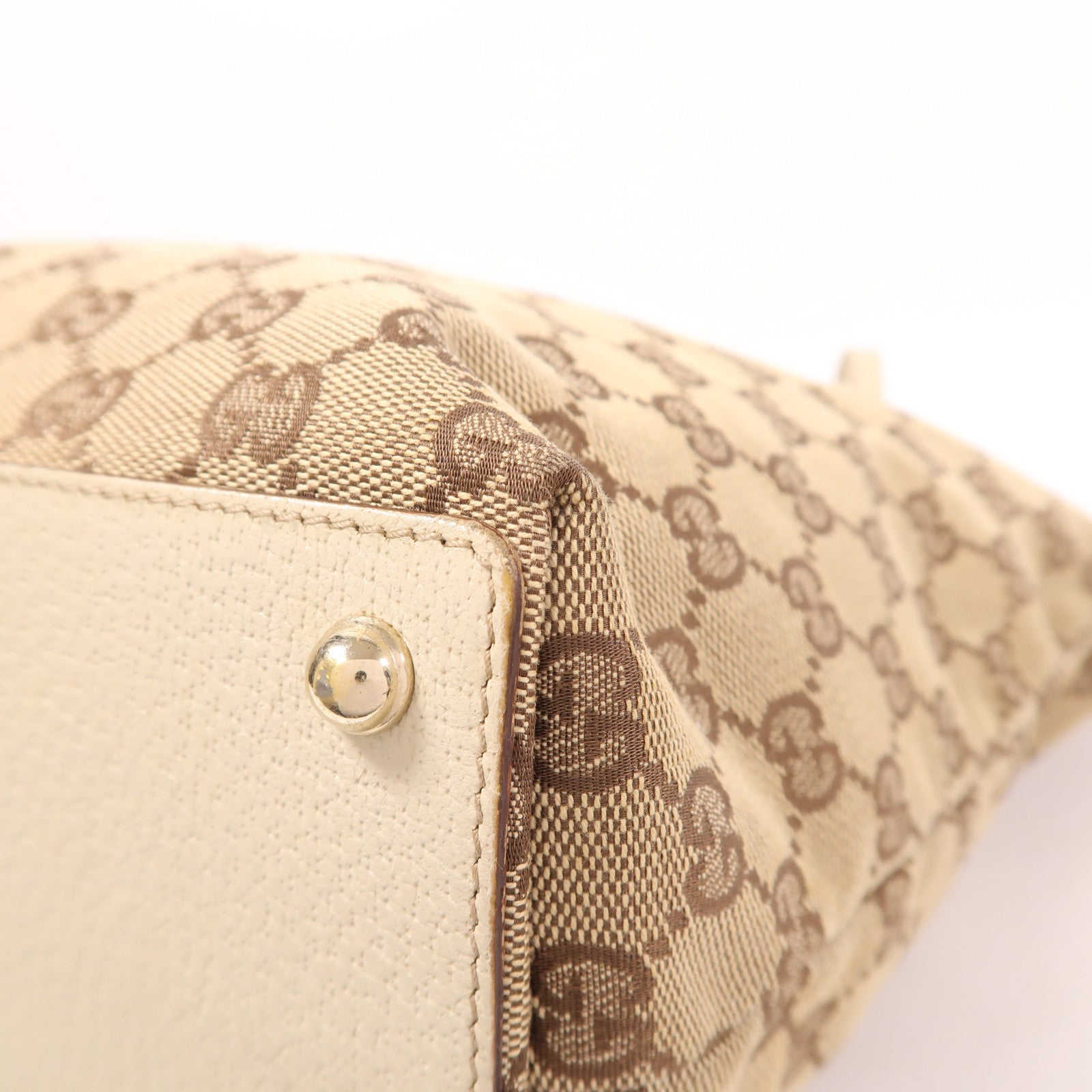 GUCCI GG GHW Shoulder Tote Bag 120836 GG Canvas Brown