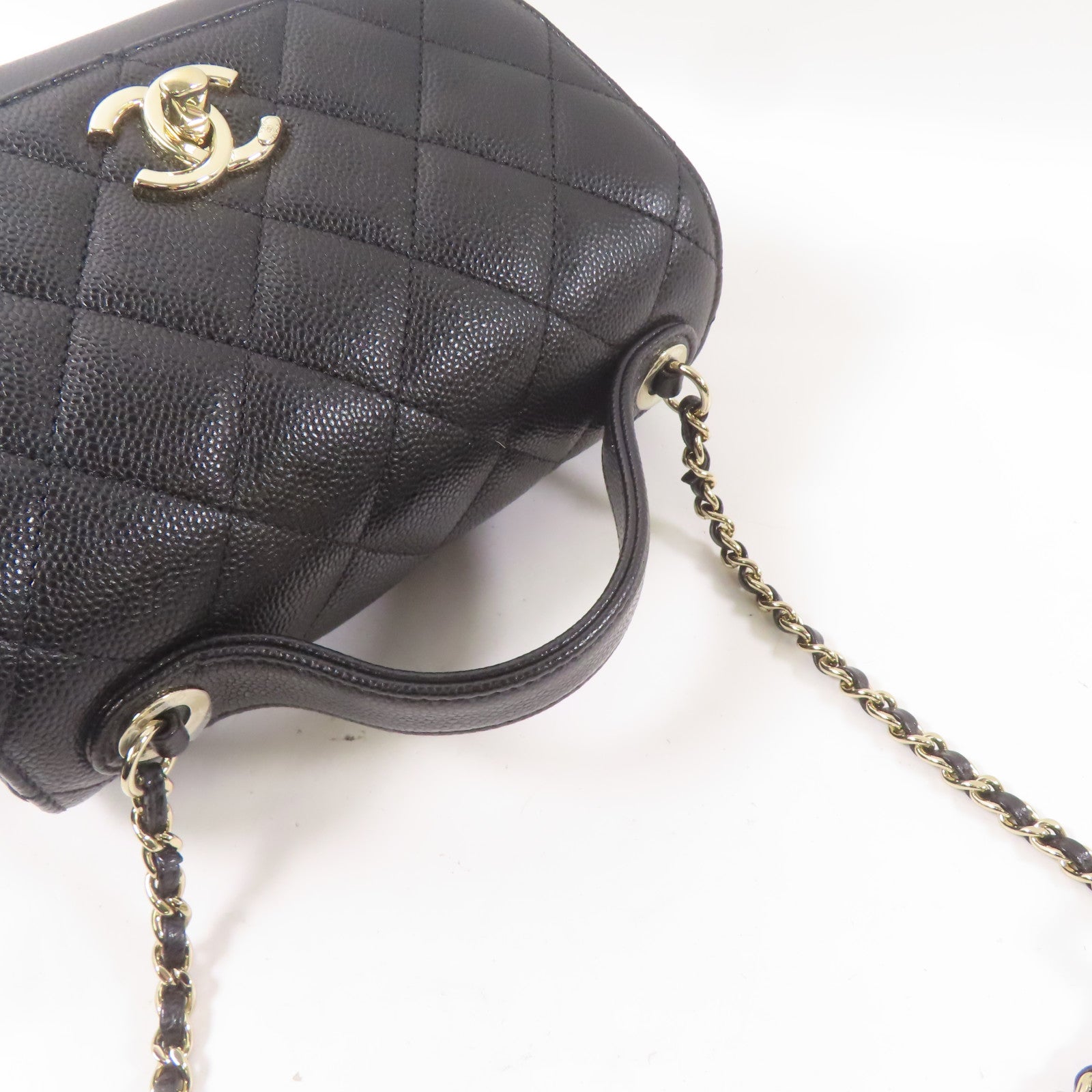 CHANEL 牛皮皮革2 Way Shoulder Bag金扣手挽肩背兩用袋黑色