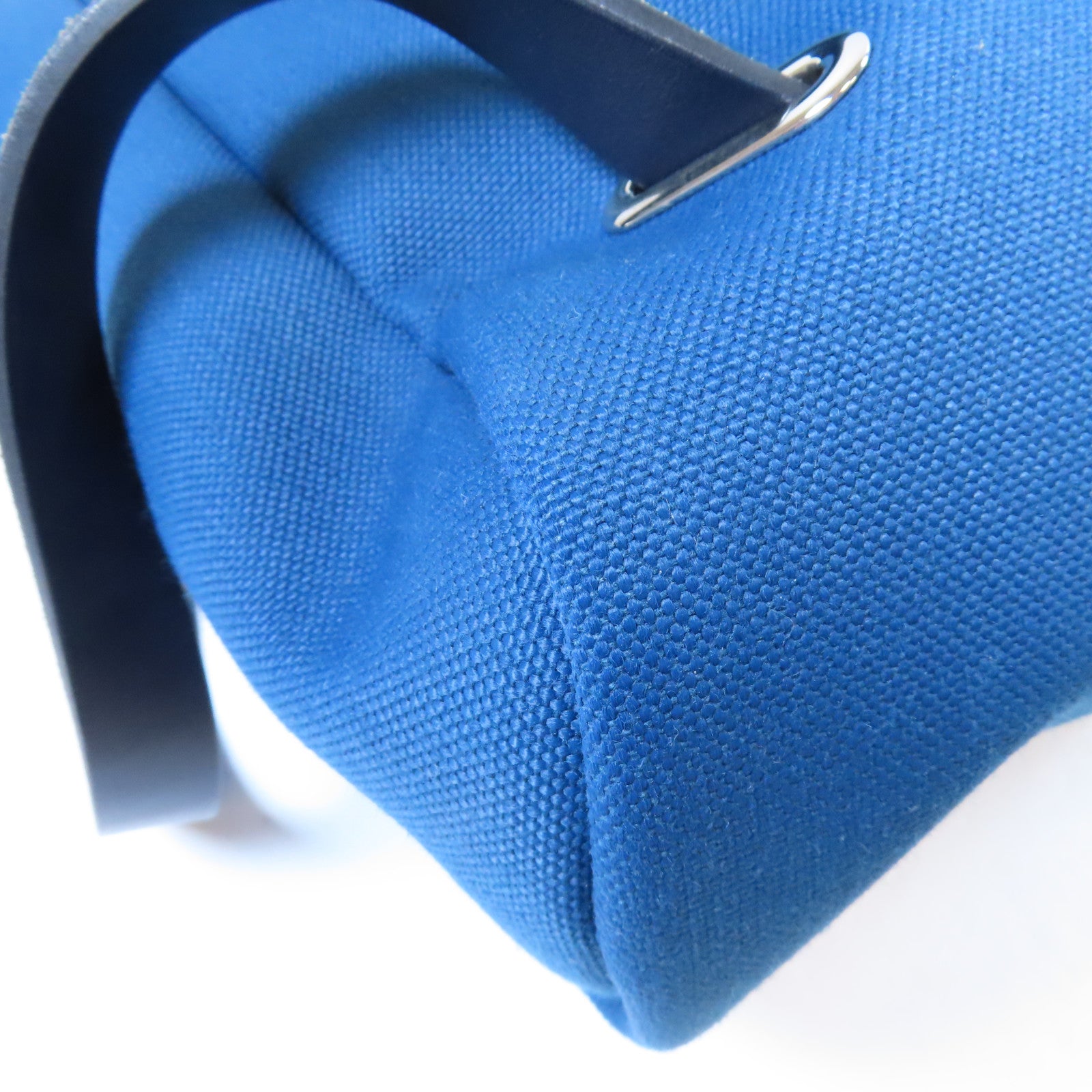 HERMES 帆布/皮革Herbag Backpack銀扣背包深藍色