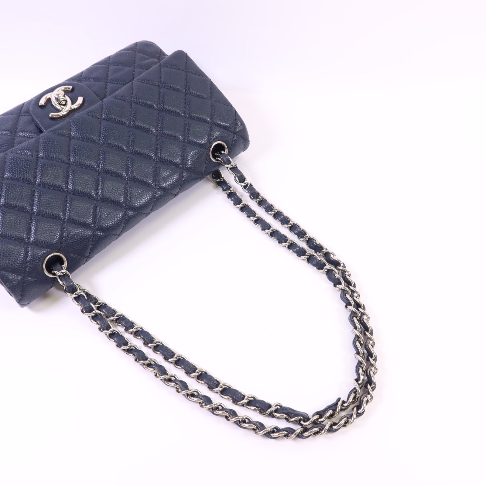 CHANEL 牛皮皮革Classic 25銀扣鏈帶肩背袋