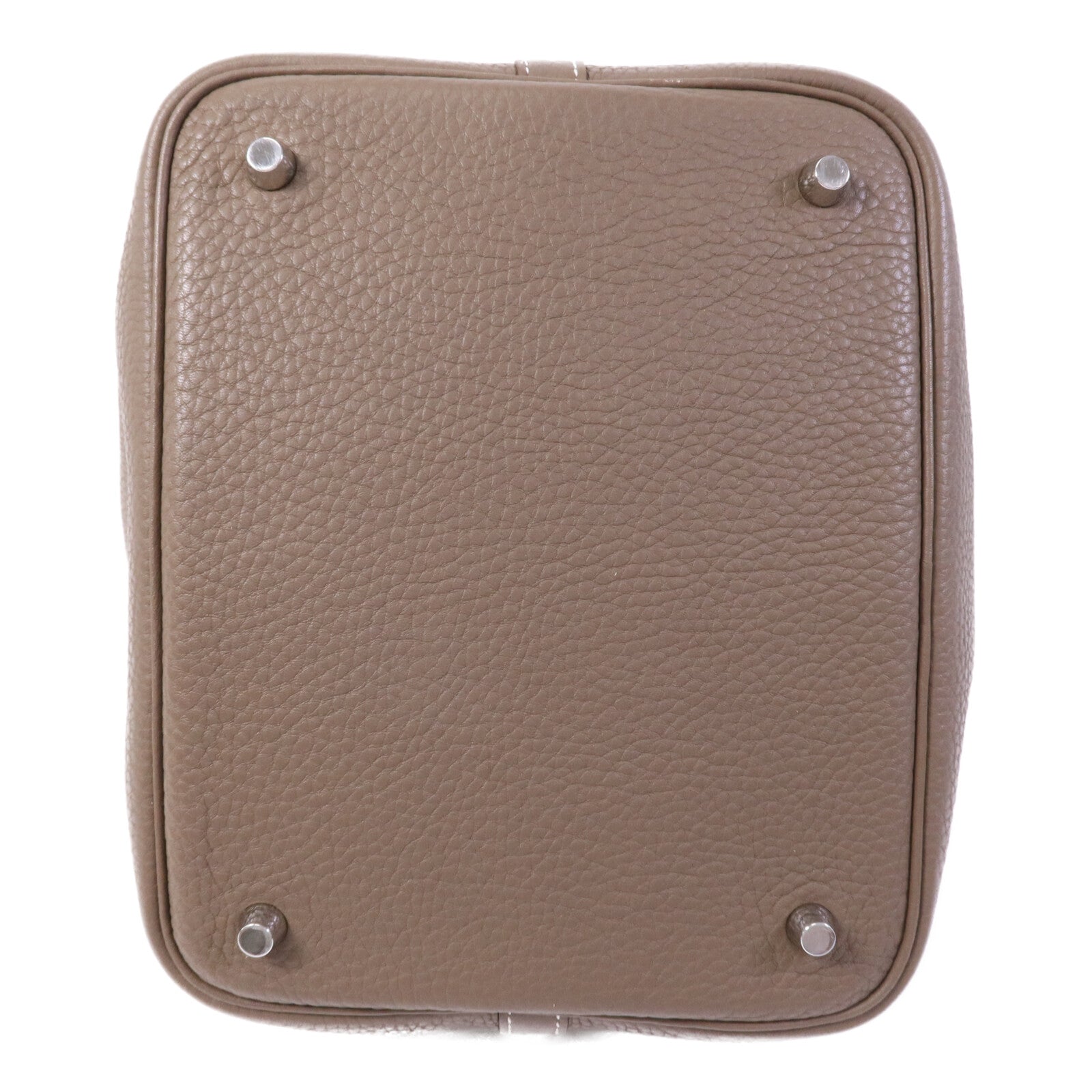 HERMES Clemence皮革Picotin MM銀扣手挽袋Etoupe