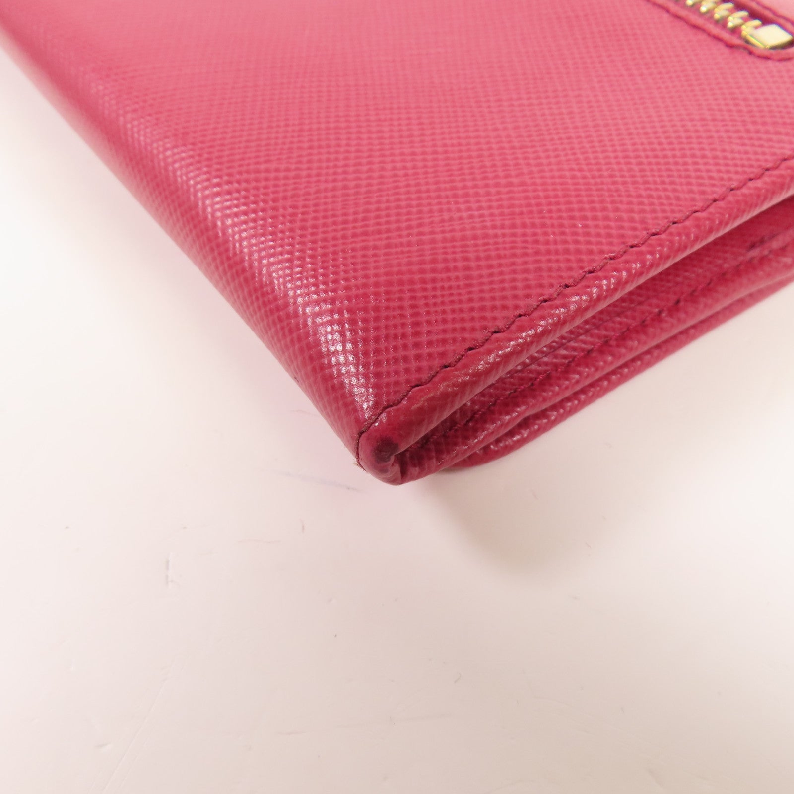 PRADA GHW Long Wallet Bi-fold Wallet Calfskin Leather Pink