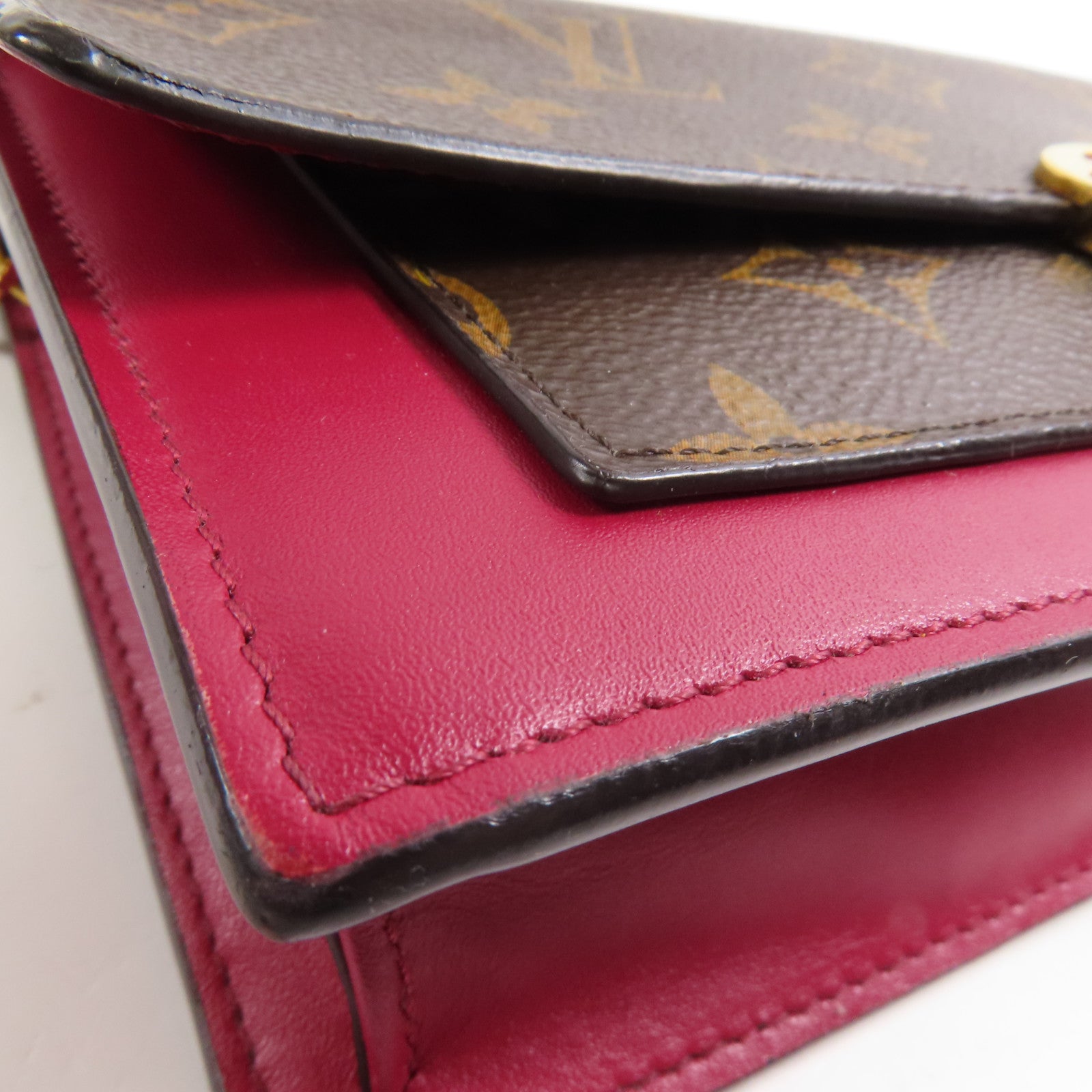 LOUIS VUITTON Monogram Flore Chain Wallet金扣鏈帶肩背袋