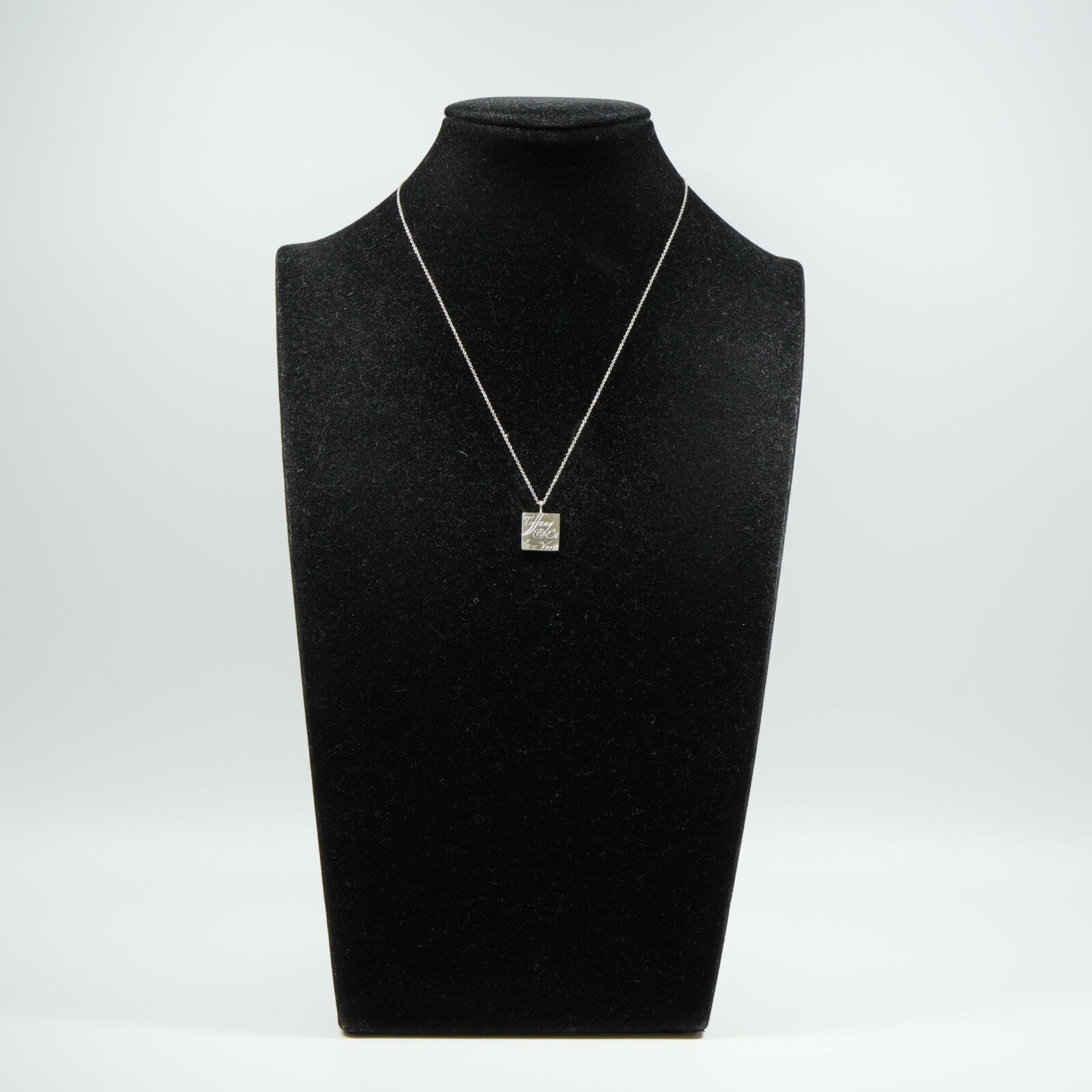 TIFFANY＆CO 925純銀Square Pendant Necklace項鍊