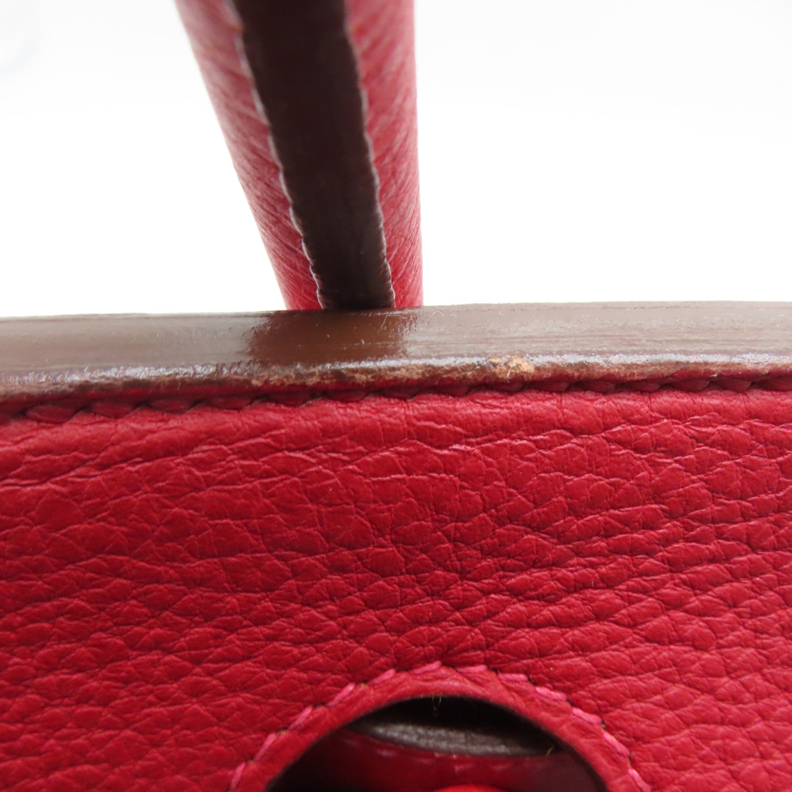 HERMES Clemence皮革Shoulder Birkin銀扣肩背袋紅色