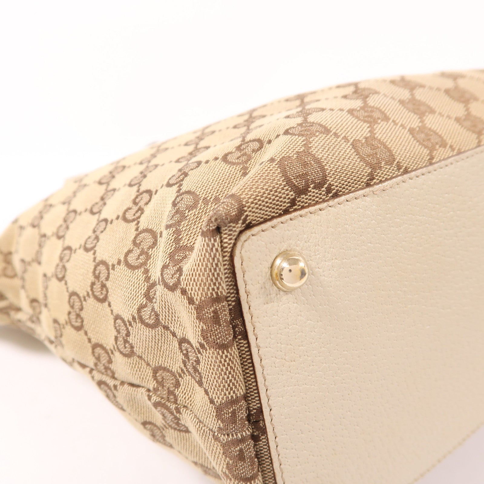 GUCCI GG GHW Shoulder Tote Bag 120836 GG Canvas Brown