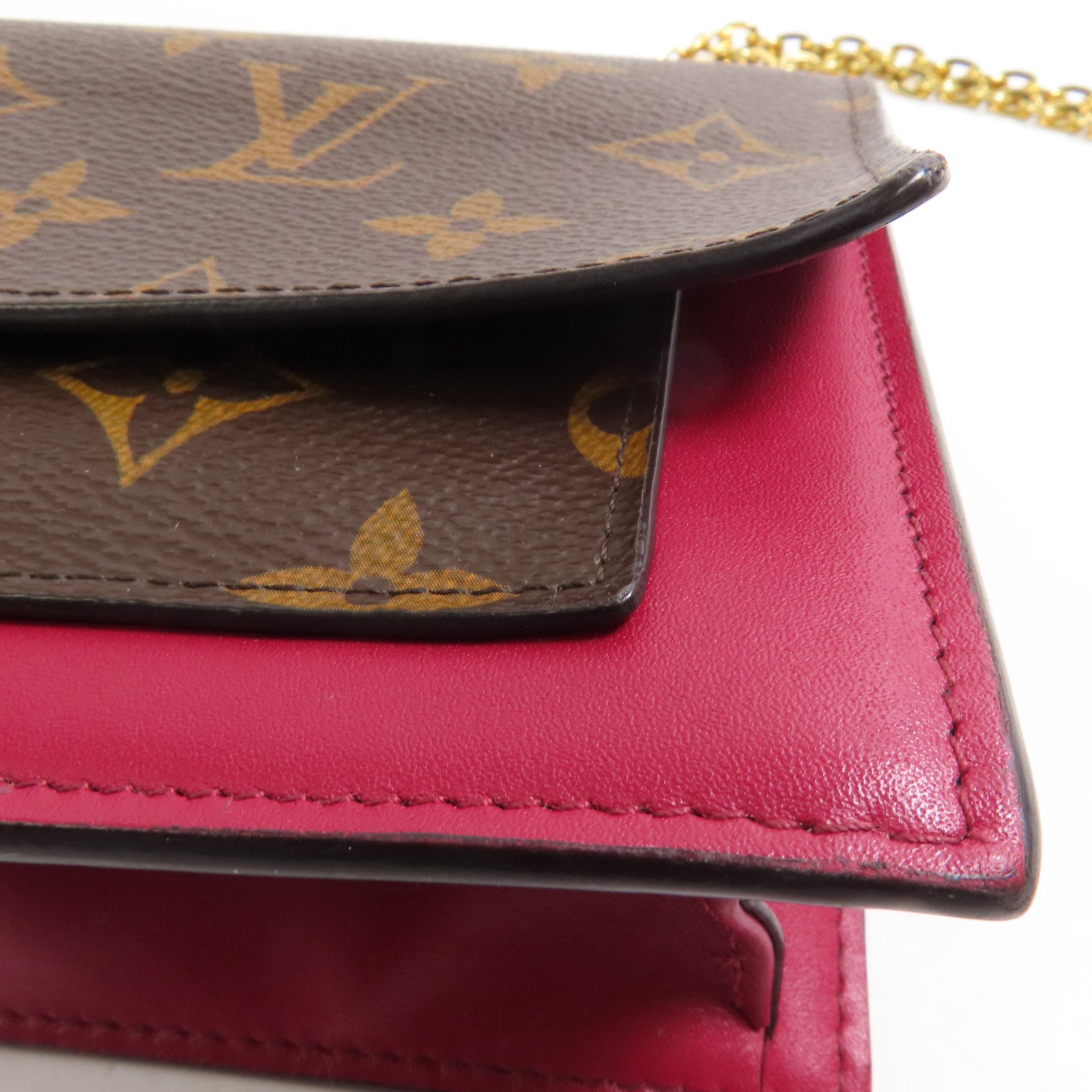 LOUIS VUITTON Monogram Flore Chain Wallet金扣鏈帶肩背袋