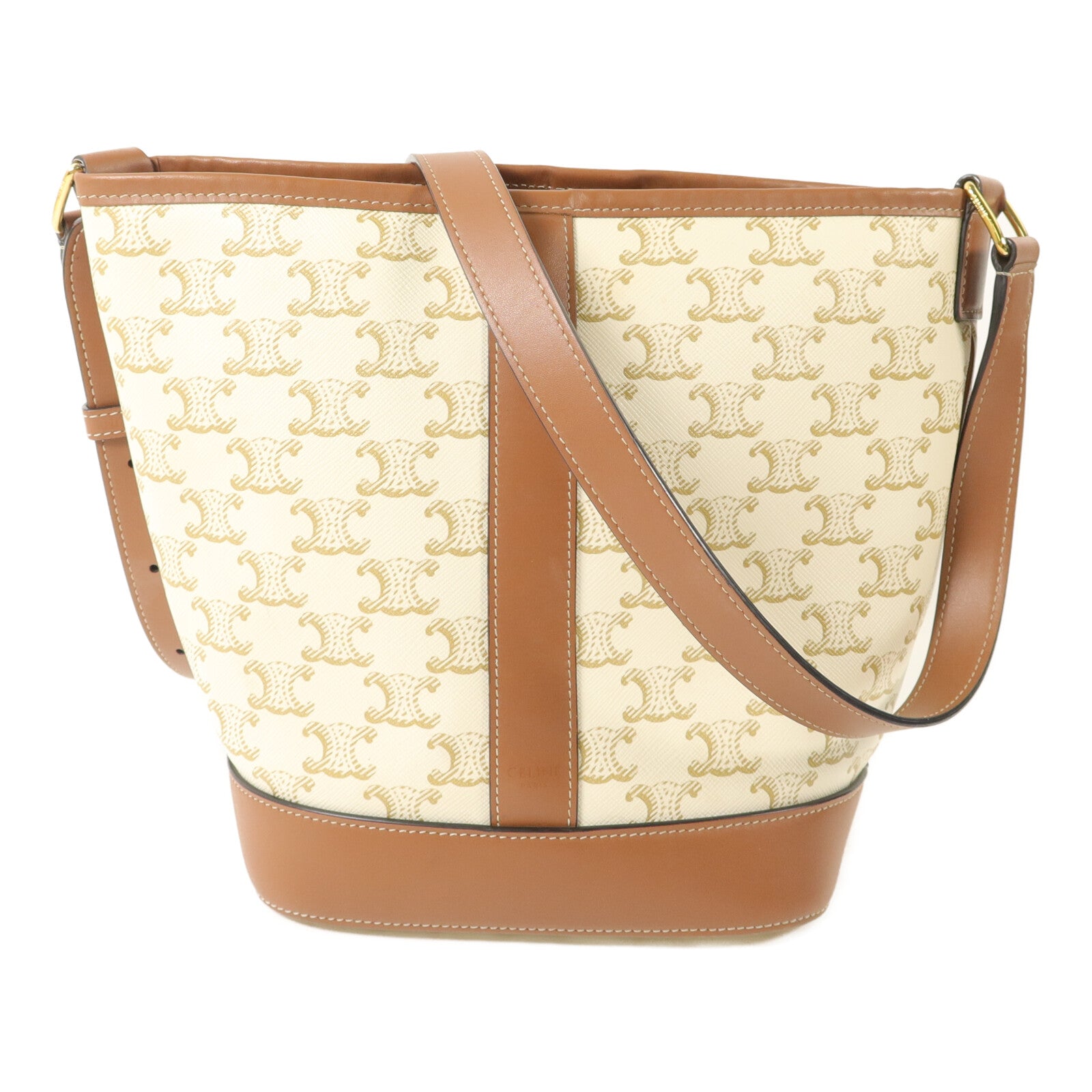 CELINE 塗層帆布Triomphe Bucket Bag Small肩背袋