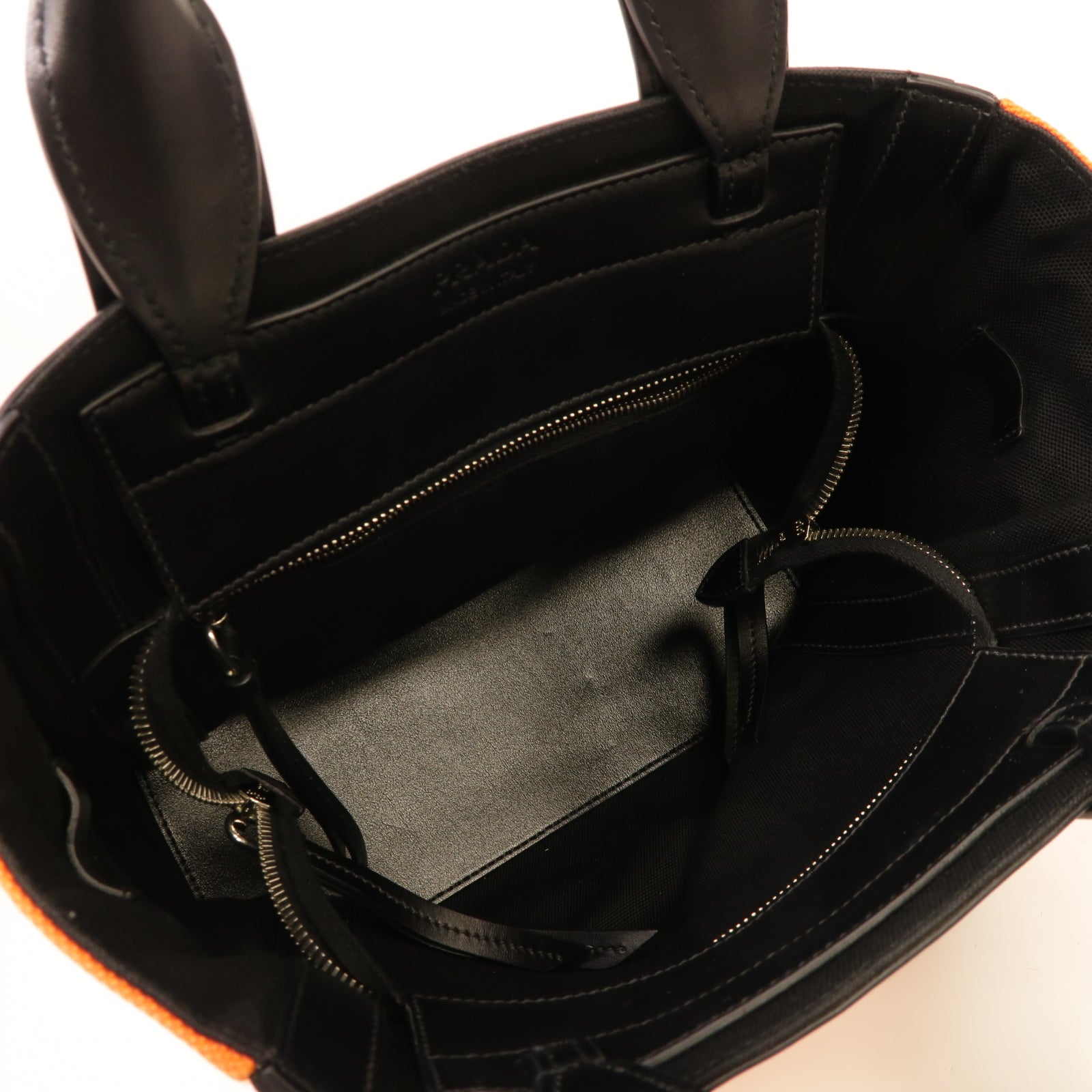 PRADA 帆布2way Shoulder Bag銀扣手挽肩背兩用袋橙色