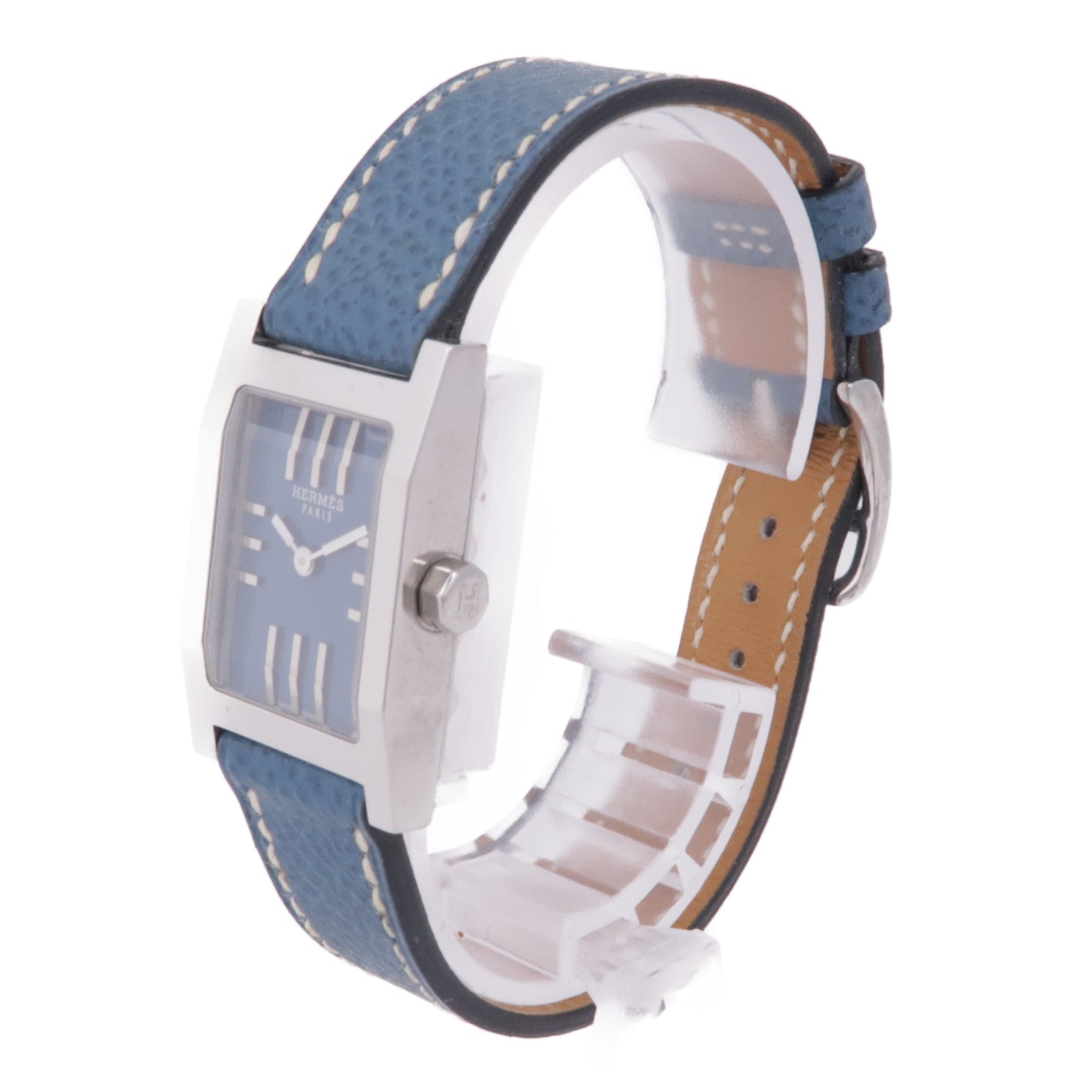 HERMES H Watch TA1.210 Quartz Watch Stainless Steel/Leather Blue