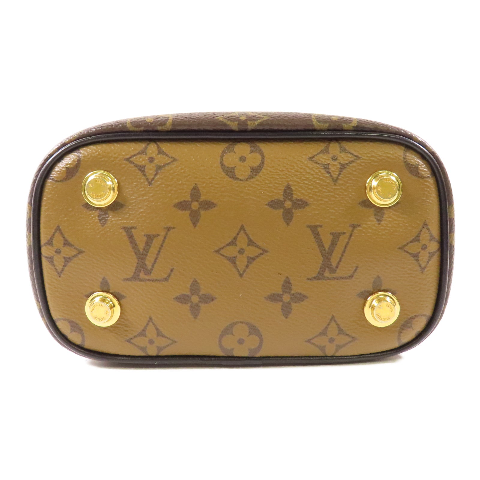 LOUIS VUITTON Monogram Reverse Vanity PM金扣手挽肩背兩用袋棕色