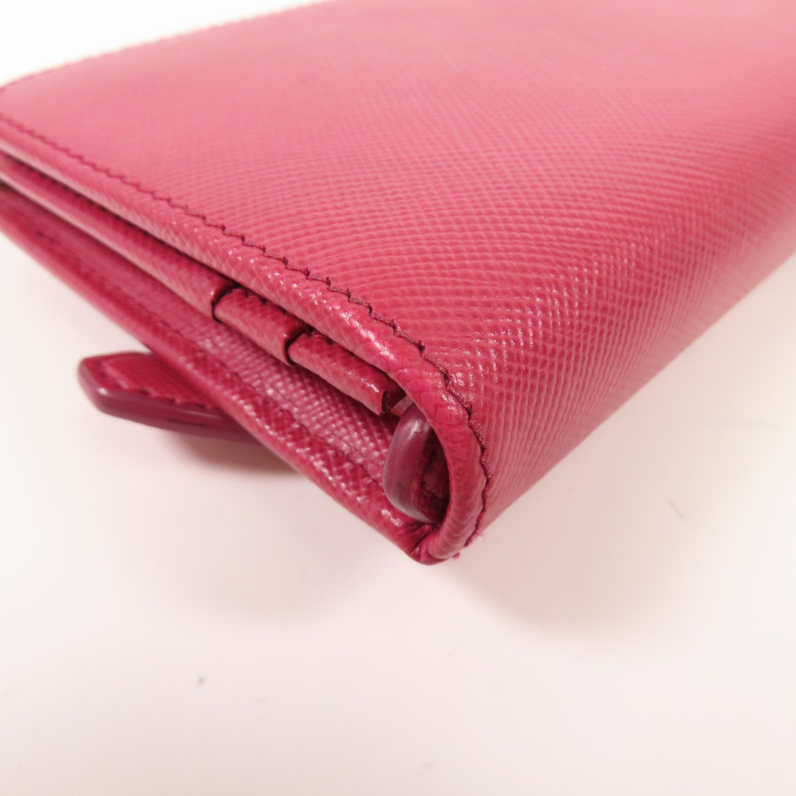 PRADA GHW Long Wallet Bi-fold Wallet Calfskin Leather Pink