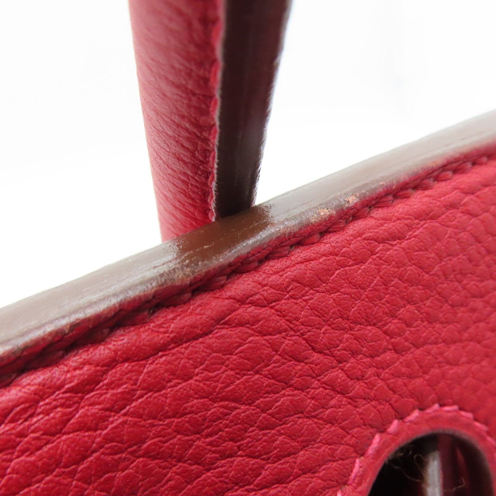 HERMES Clemence皮革Shoulder Birkin銀扣肩背袋紅色