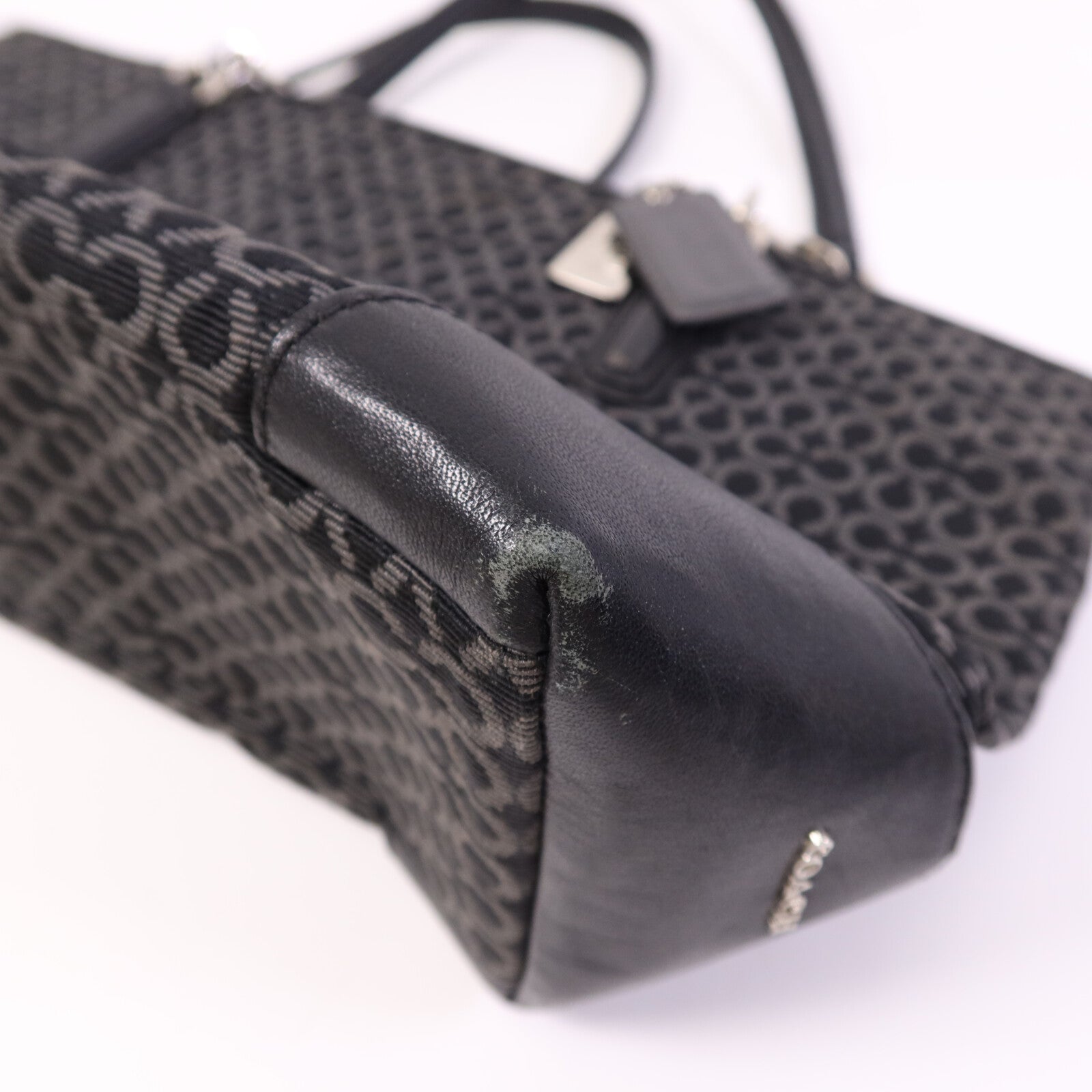 COACH 帆布Tote Bag銀扣肩背袋