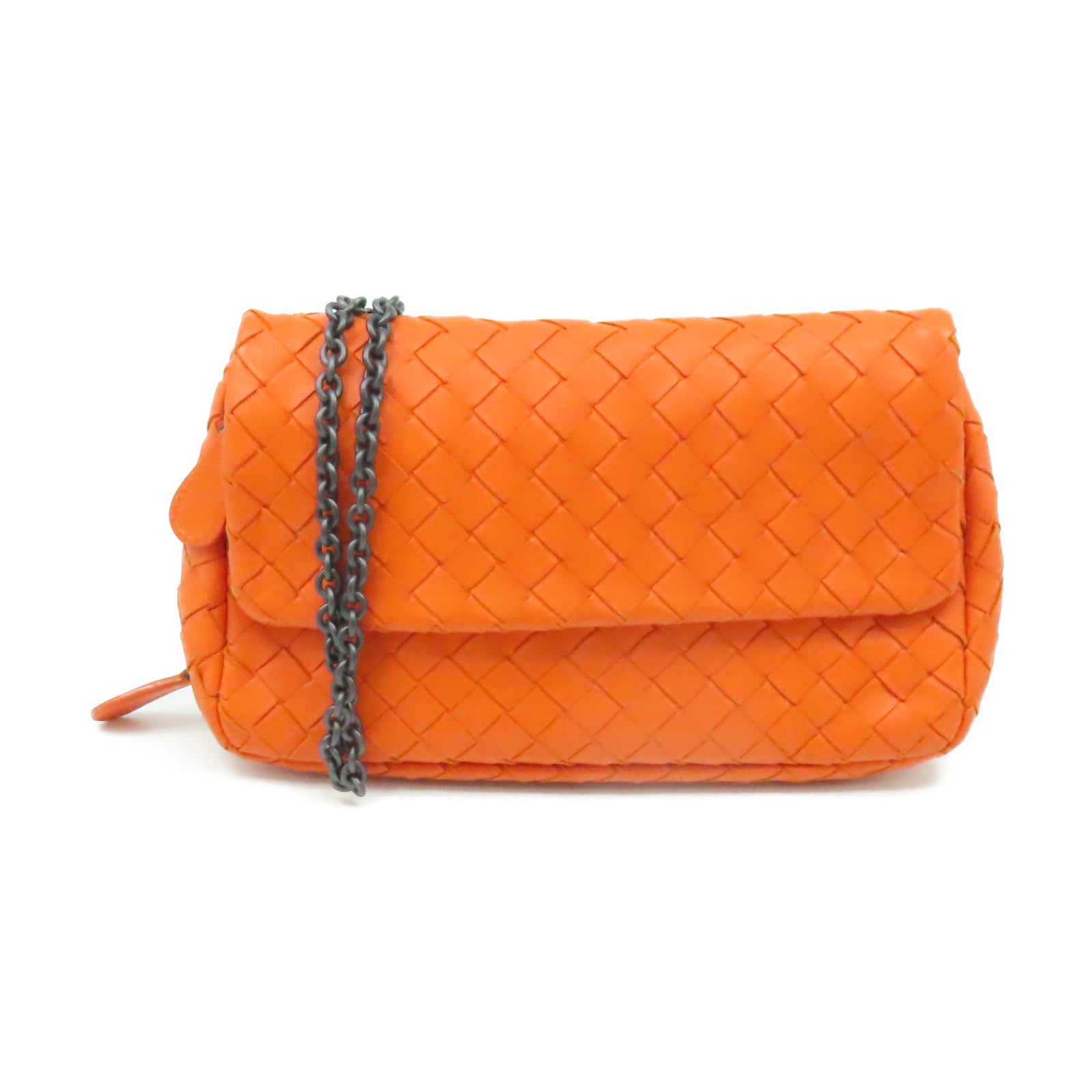 BOTTEGA VENETA 【激減優惠】織紋皮革Chain Shoulder Bag鏈帶肩背袋橙色