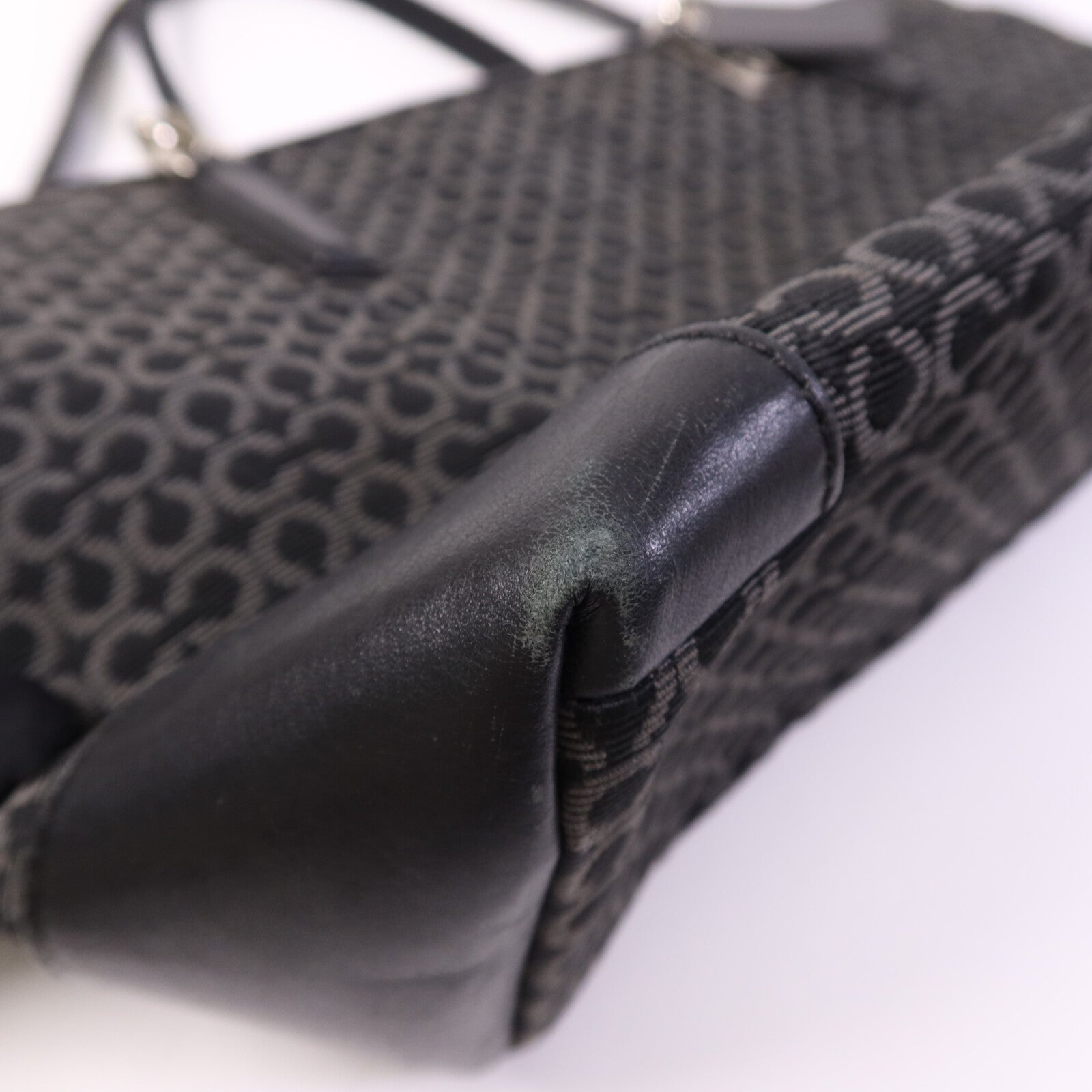 COACH 帆布Tote Bag銀扣肩背袋