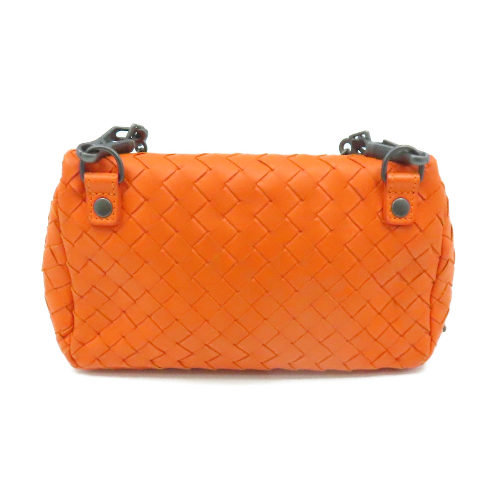 BOTTEGA VENETA 【激減優惠】織紋皮革Chain Shoulder Bag鏈帶肩背袋橙色