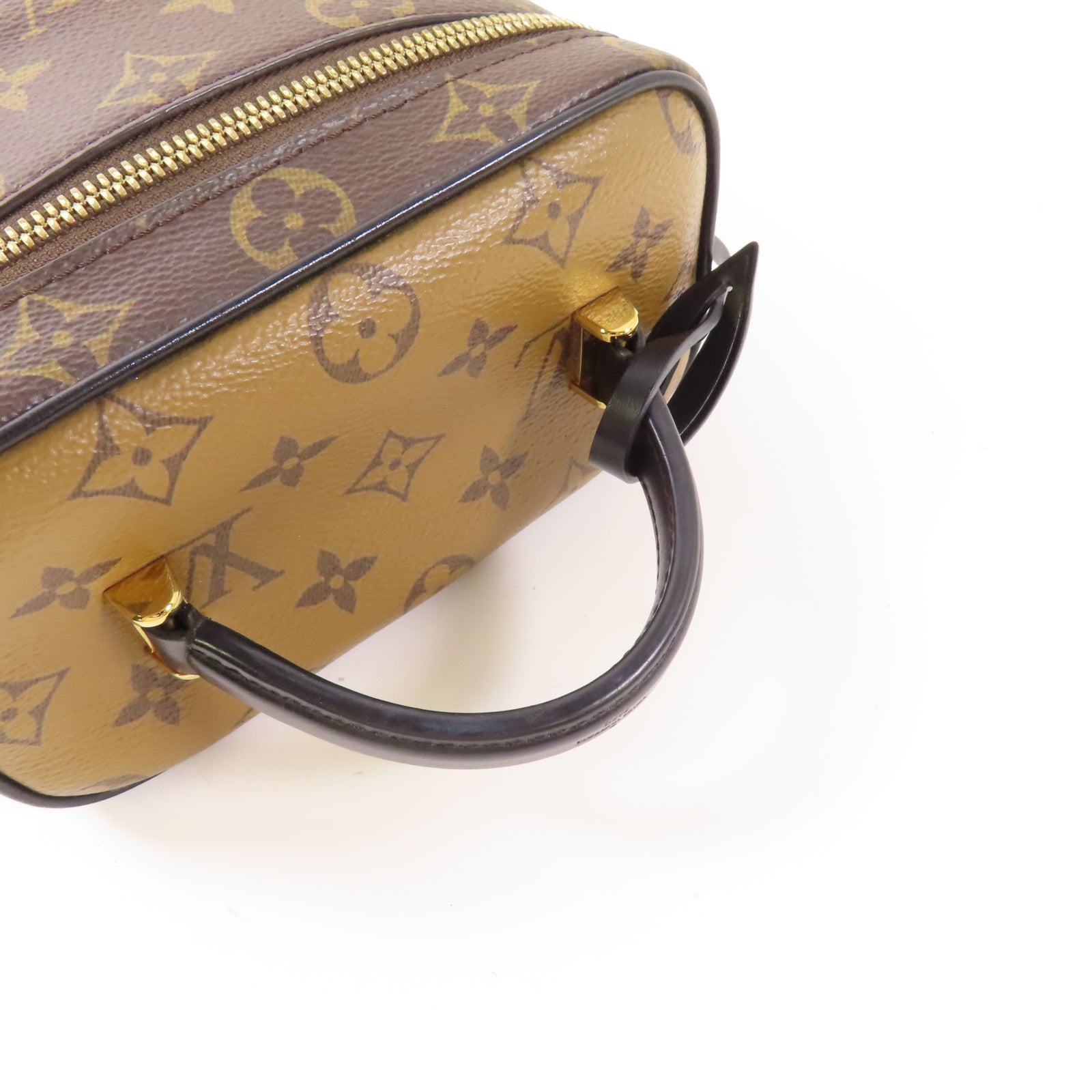 LOUIS VUITTON Monogram Reverse Vanity PM金扣手挽肩背兩用袋棕色