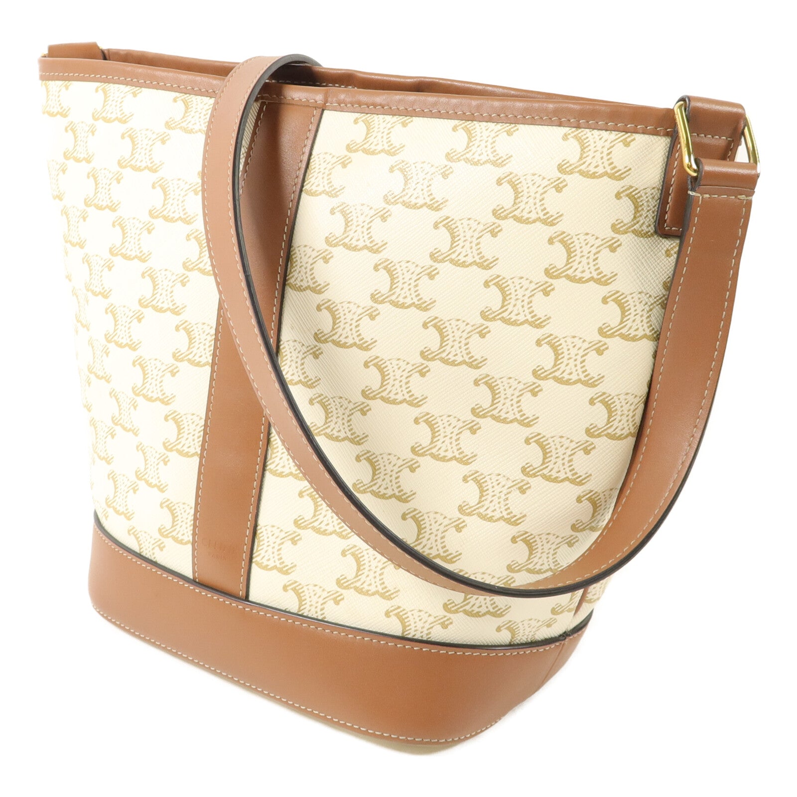 CELINE 塗層帆布Triomphe Bucket Bag Small肩背袋