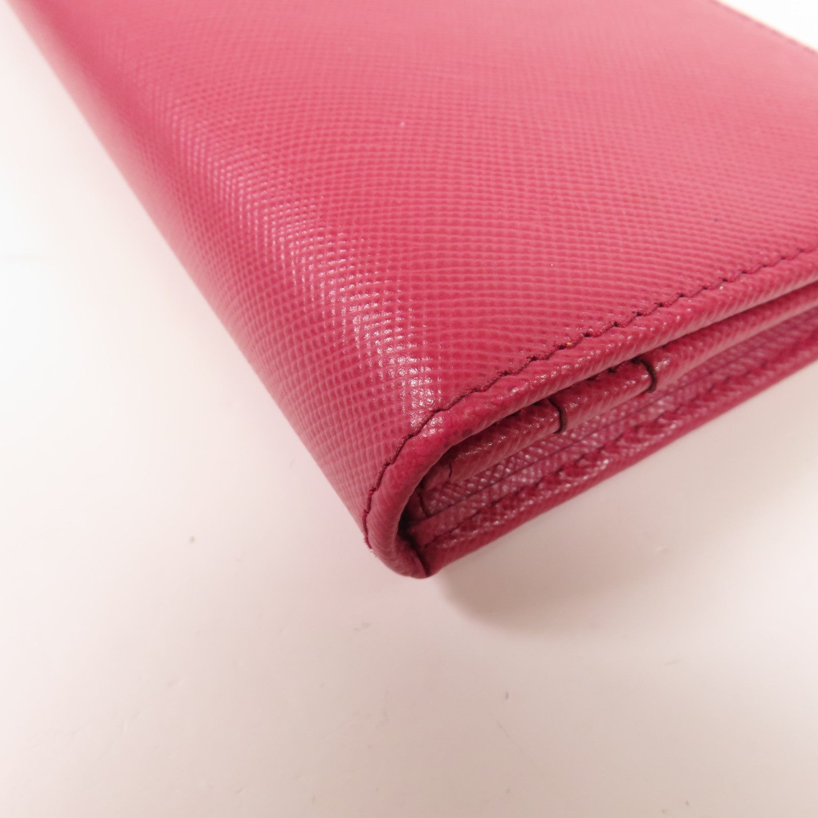 PRADA GHW Long Wallet Bi-fold Wallet Calfskin Leather Pink
