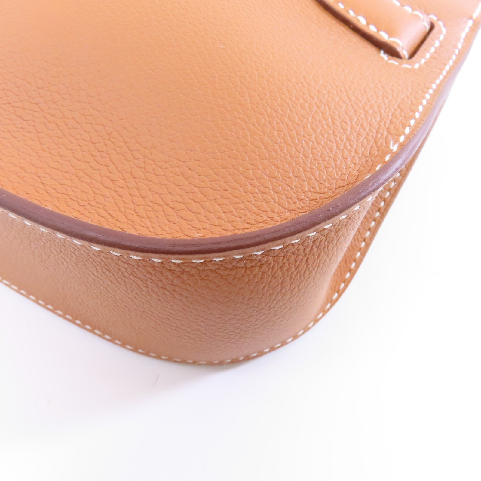 HERMES Evercolor皮革Mini Jypsiere銀扣肩背袋Gold/棕色