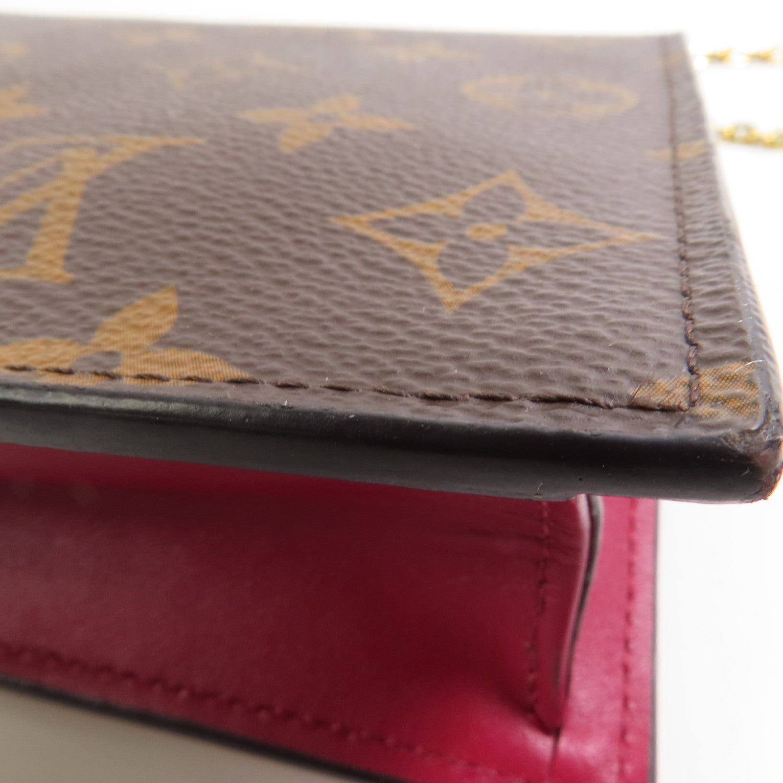 LOUIS VUITTON Monogram Flore Chain Wallet金扣鏈帶肩背袋