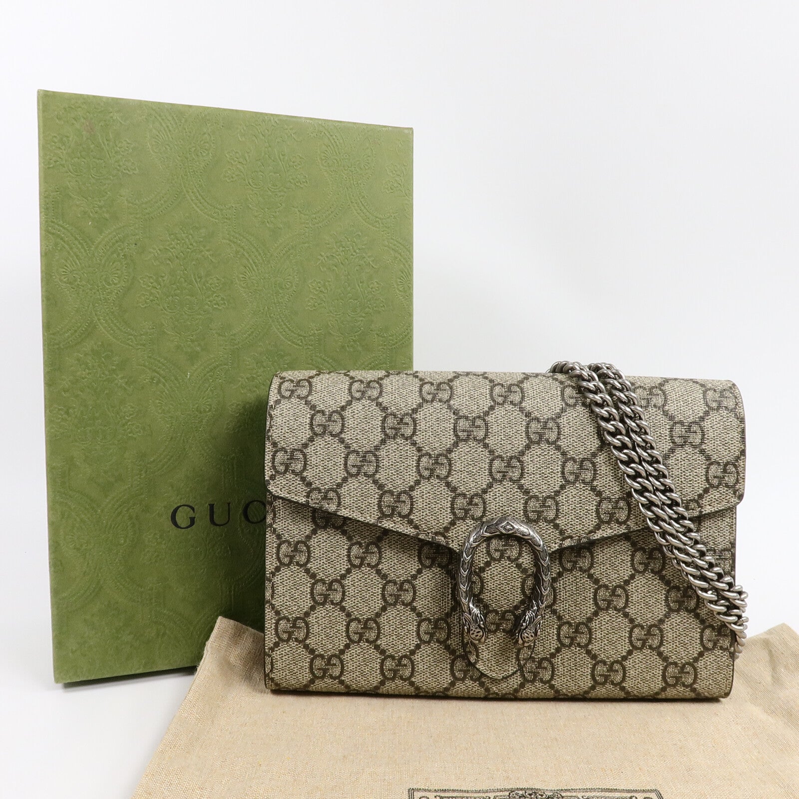 GUCCI 塗層帆布Dionysus Wallet On Chain鏈帶肩背袋