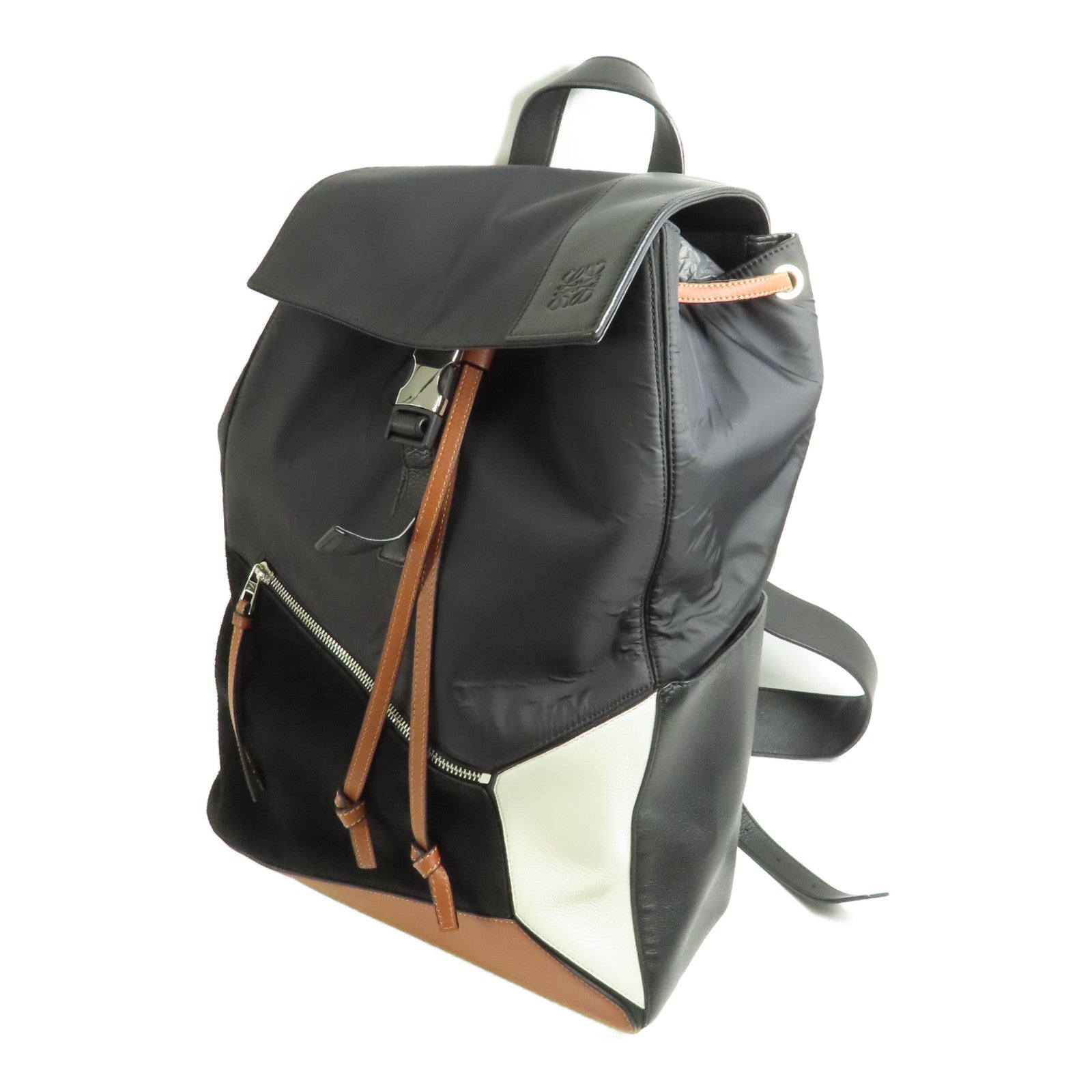 LOEWE 【激減優惠】皮革/尼龍Puzzle Trainer銀扣背包