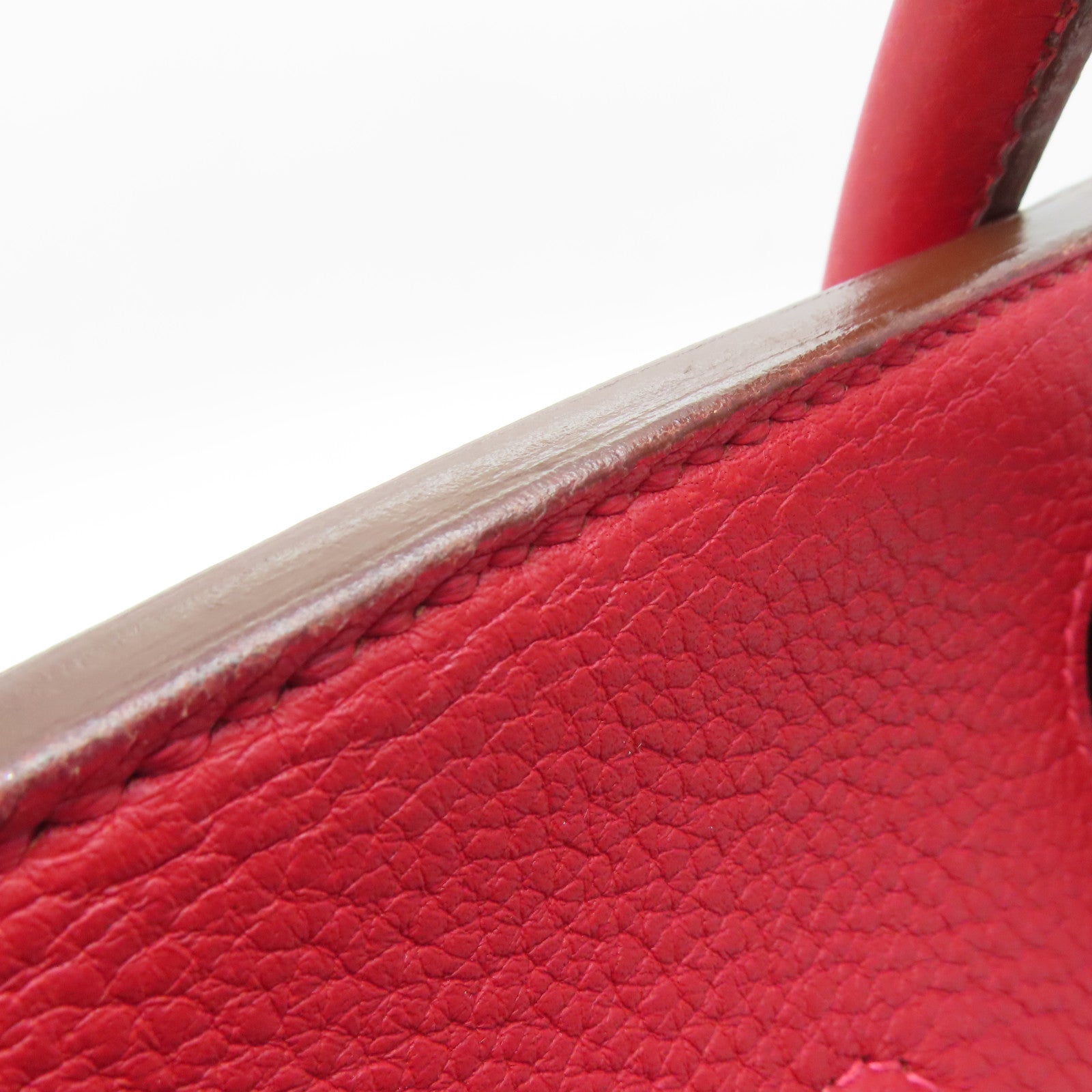 HERMES Clemence皮革Shoulder Birkin銀扣肩背袋紅色