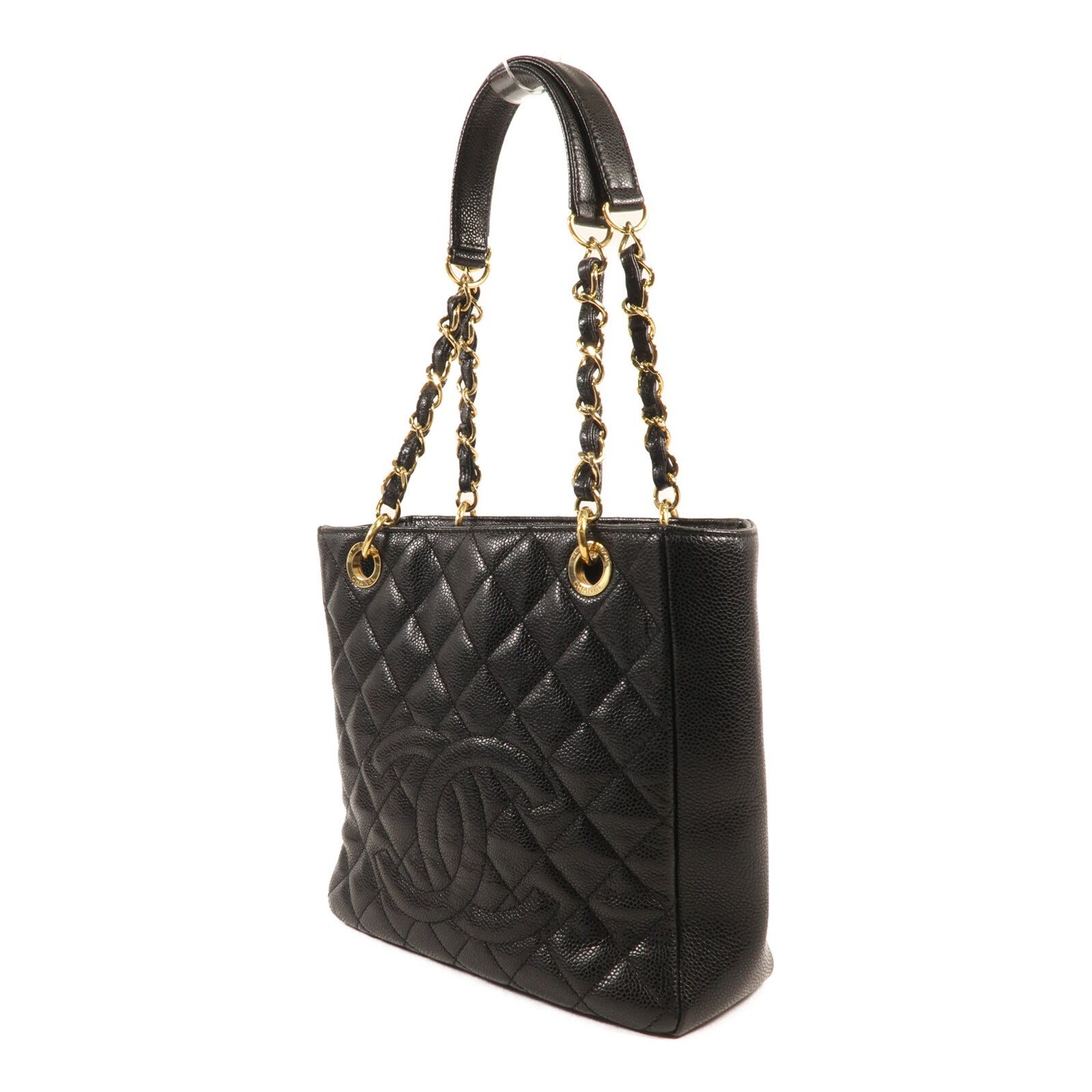 CHANEL 牛皮皮革Shoulder Bag 金扣鏈帶肩背袋