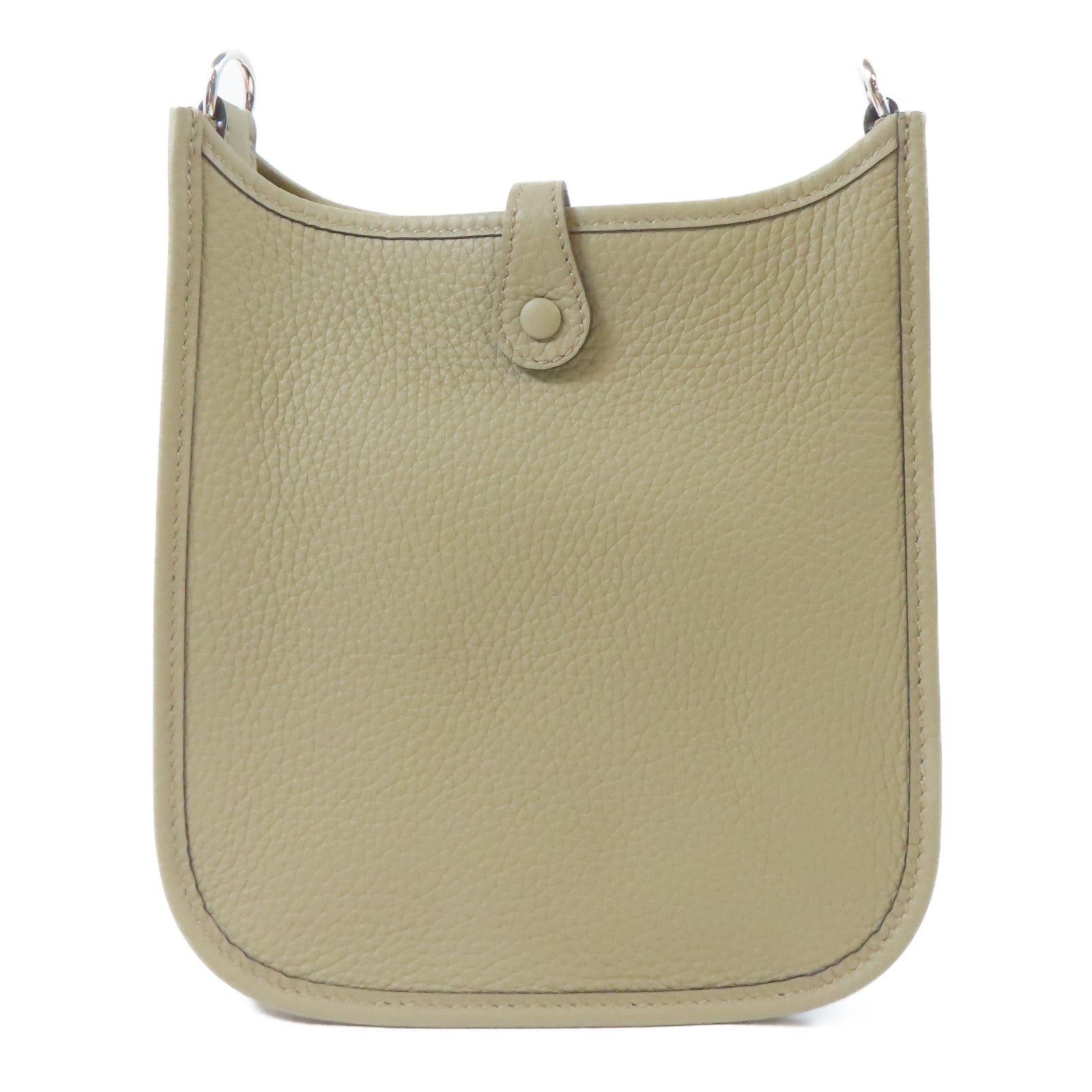 HERMES Clemence皮革Evelyne TPM銀扣肩背袋米色