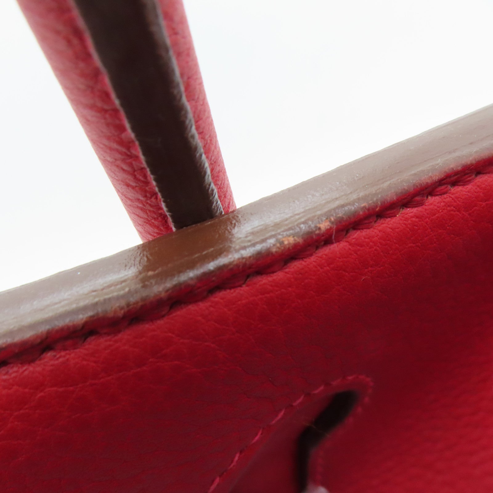 HERMES Clemence皮革Shoulder Birkin銀扣肩背袋紅色