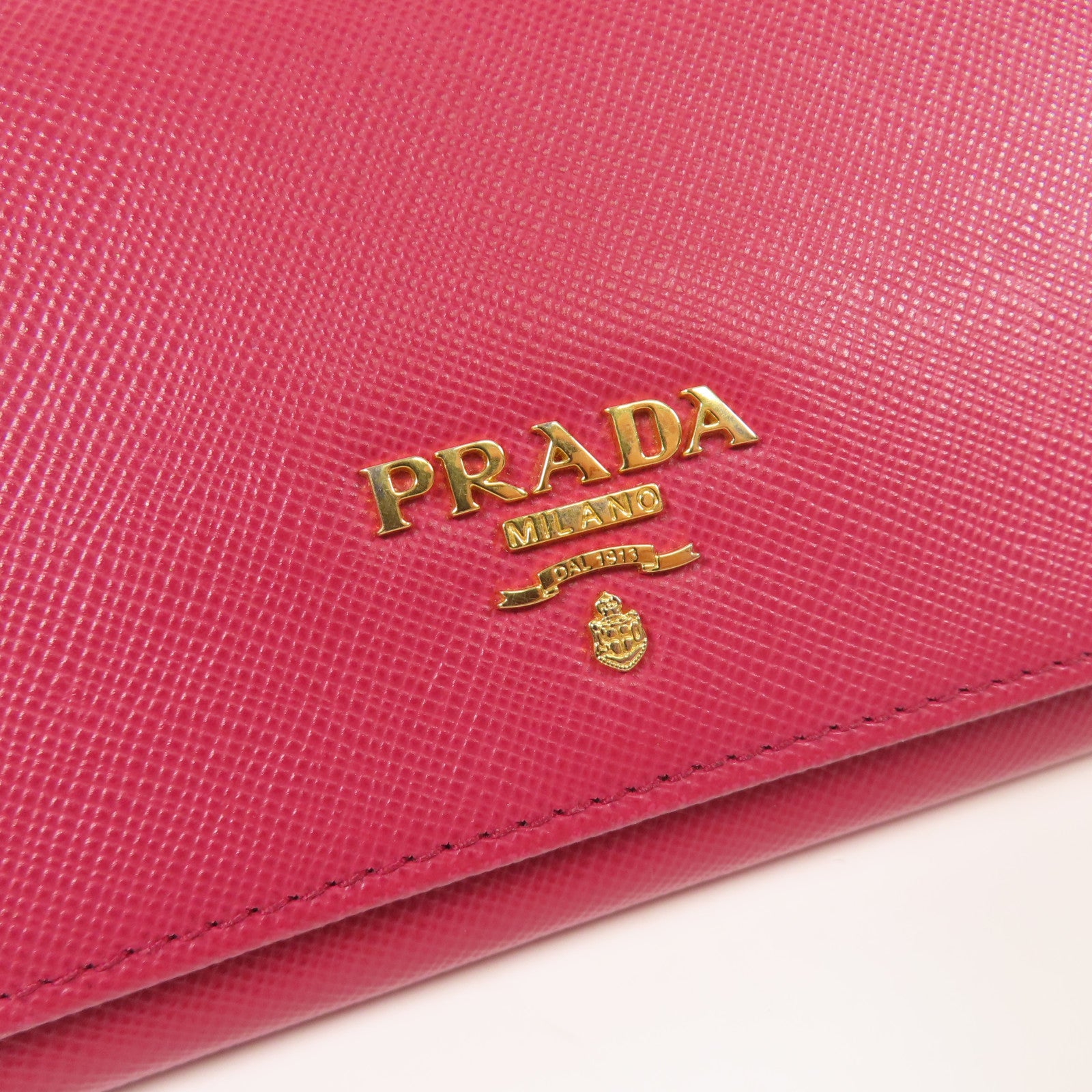PRADA GHW Long Wallet Bi-fold Wallet Calfskin Leather Pink